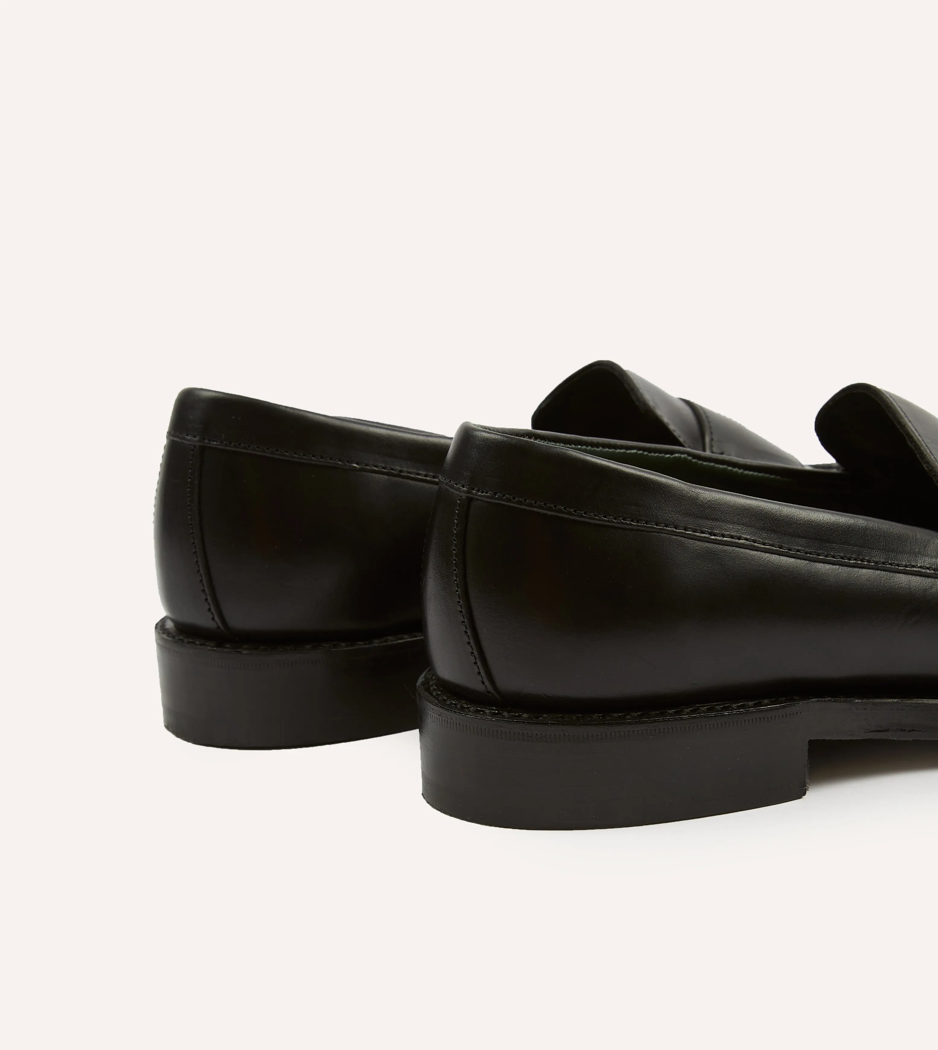 Black Leather Charles Goodyear Welted Penny Loafer Formal Sharp Non Slip