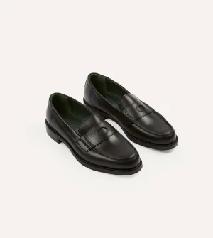 Black Leather Charles Goodyear Welted Penny Loafer Eye Shade