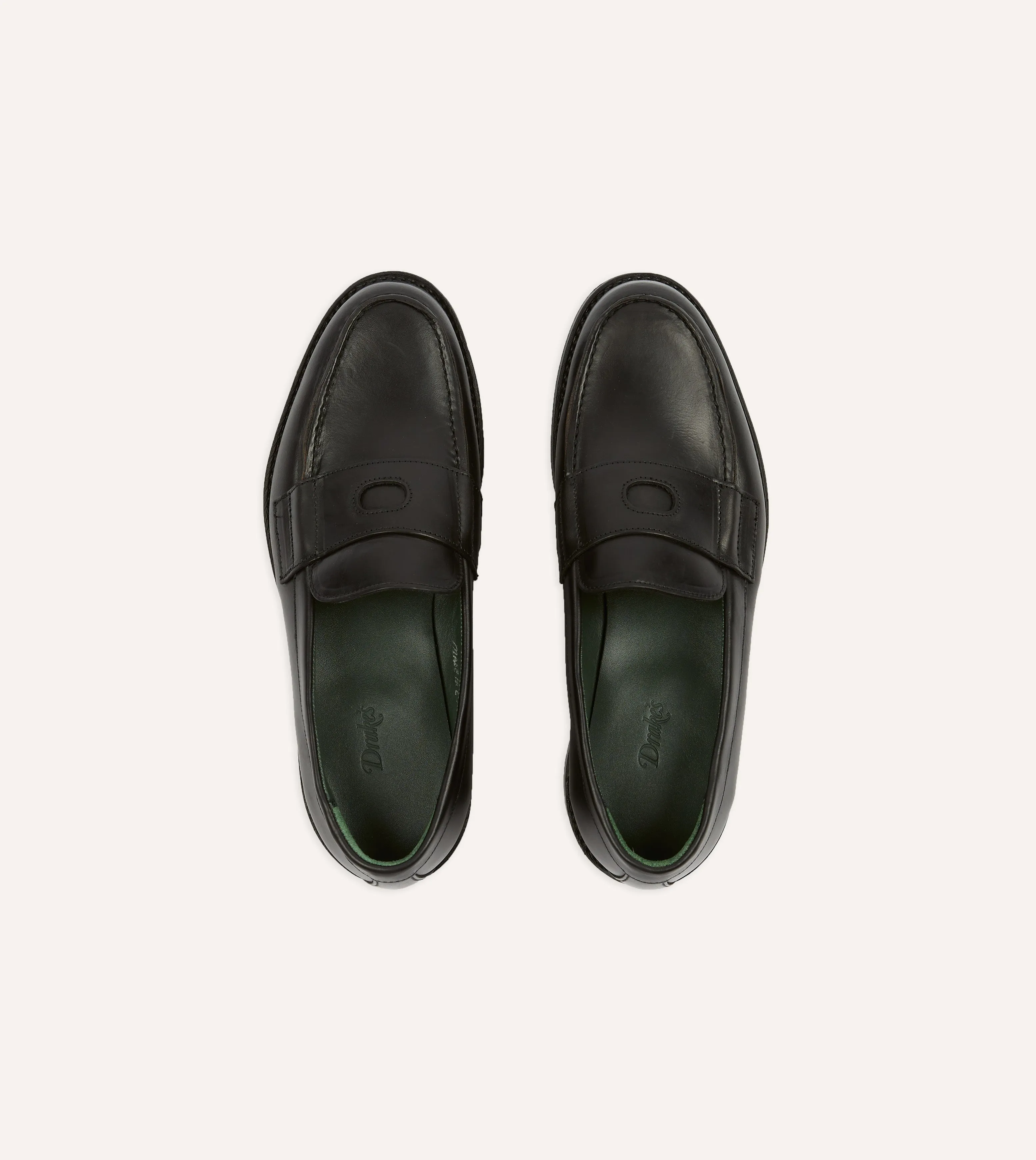 Black Leather Charles Goodyear Welted Penny Loafer Low Rise Special Fit
