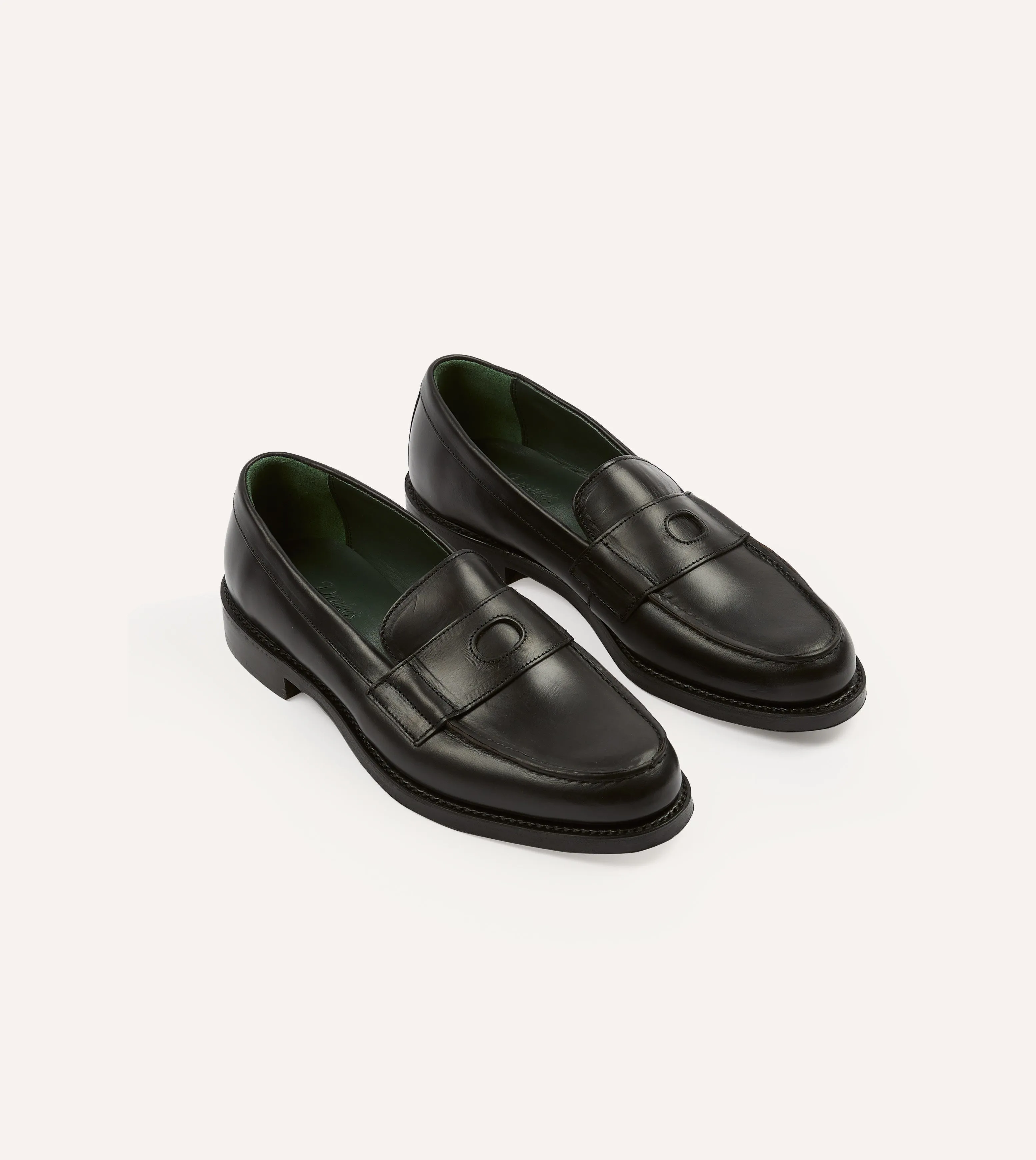 Black Leather Charles Goodyear Welted Penny Loafer Eye Shade