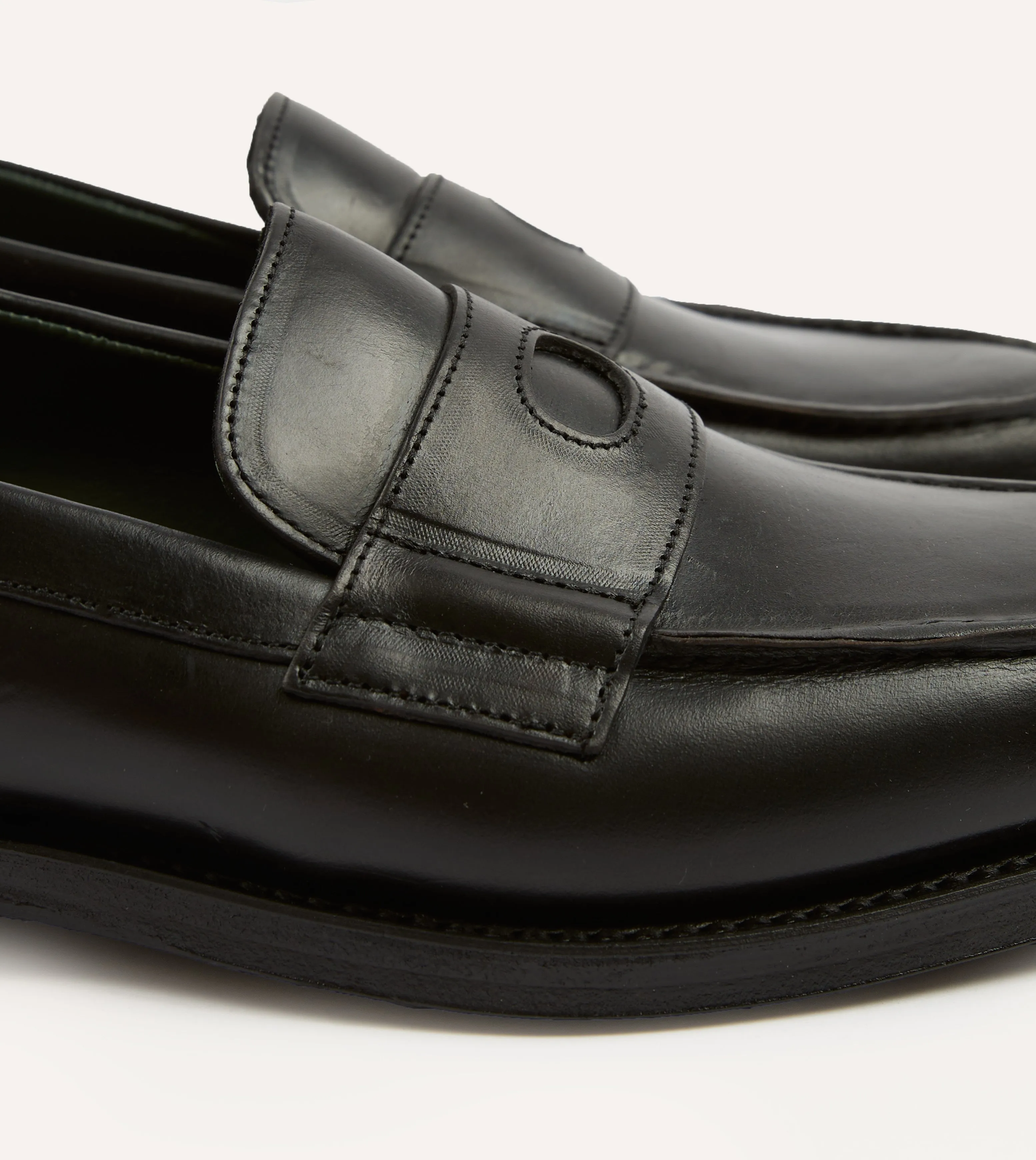 Edge Shade Black Leather Charles Goodyear Welted Penny Loafer