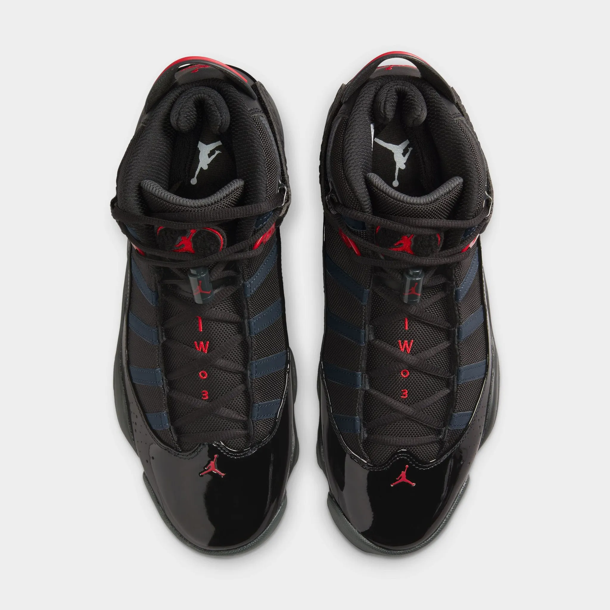 Jordan 6 Rings Black / Fire Red - Anthracite synthetic leather Peace Step