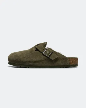 Boston - Thyme Suede Leather/Shearling Travel Shoes Comfort Sporty Flats