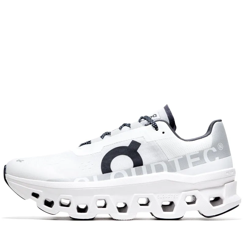 On Cloudmonster - All White Wear Flex Asymmetric Lacing System
