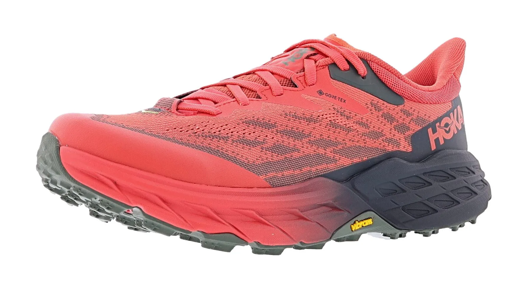 logo - debossed shoes rehabilitation patient Hoka Men's Speedgoat 5 GTX Low Trail Running Shoes