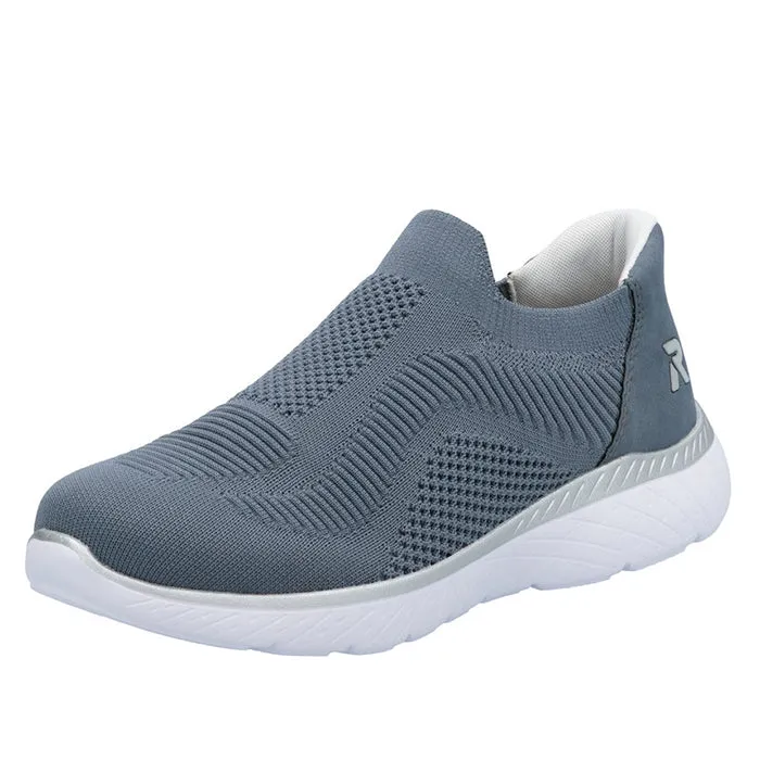 Slide On Womens Rieker Edith 72 in Jeans/Light Blue