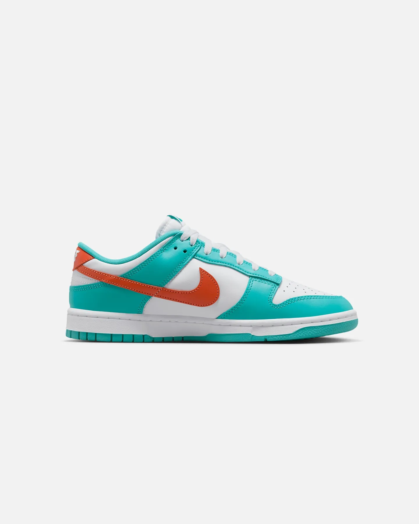 Nike Dunk Low Retro "Miami Dolphins" White/Cosmic Clay/Dusty Cactus shape fit