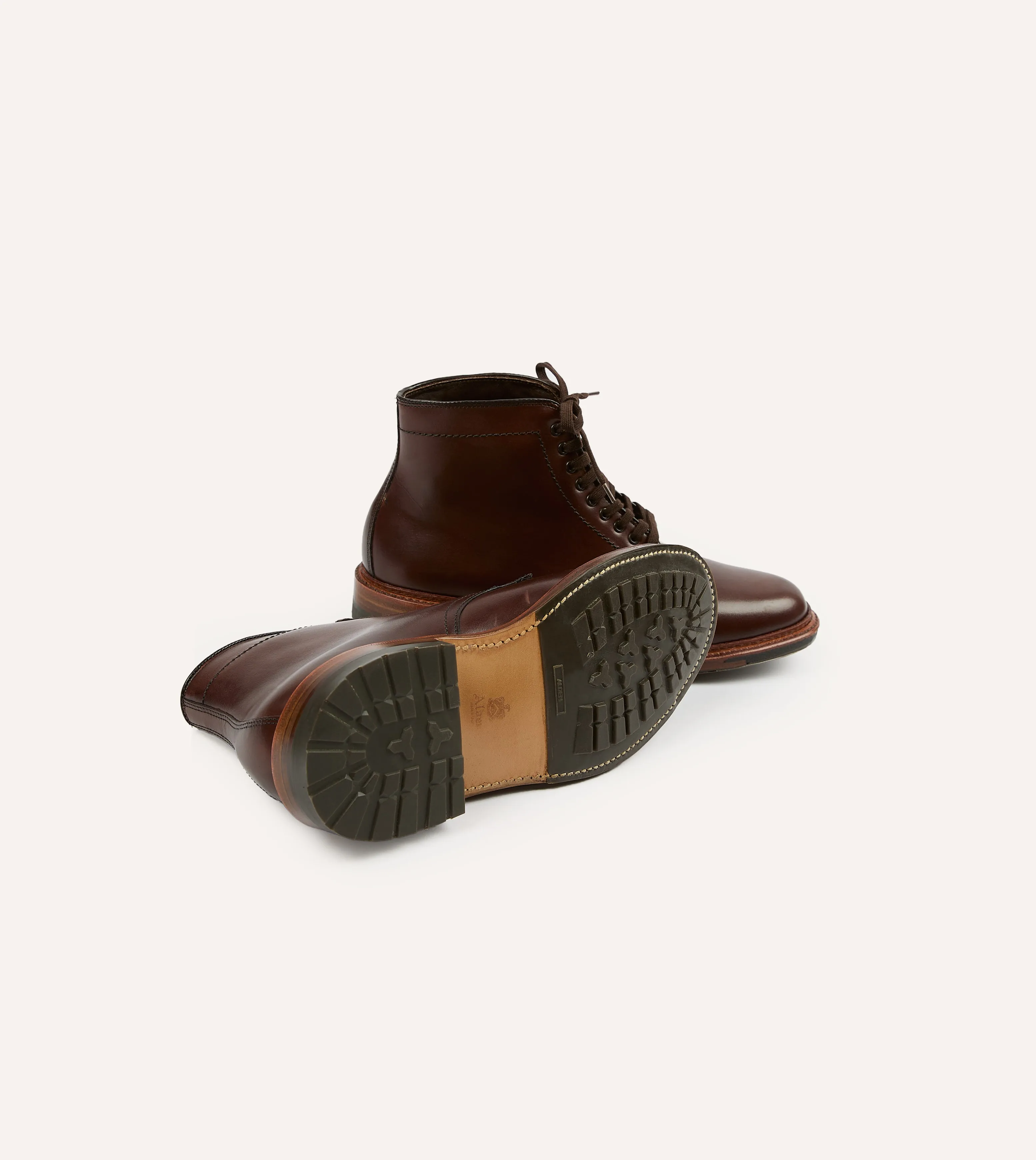 Comfort Padding Rain Guard Alden Brown Calf Leather Plain Toe Boot