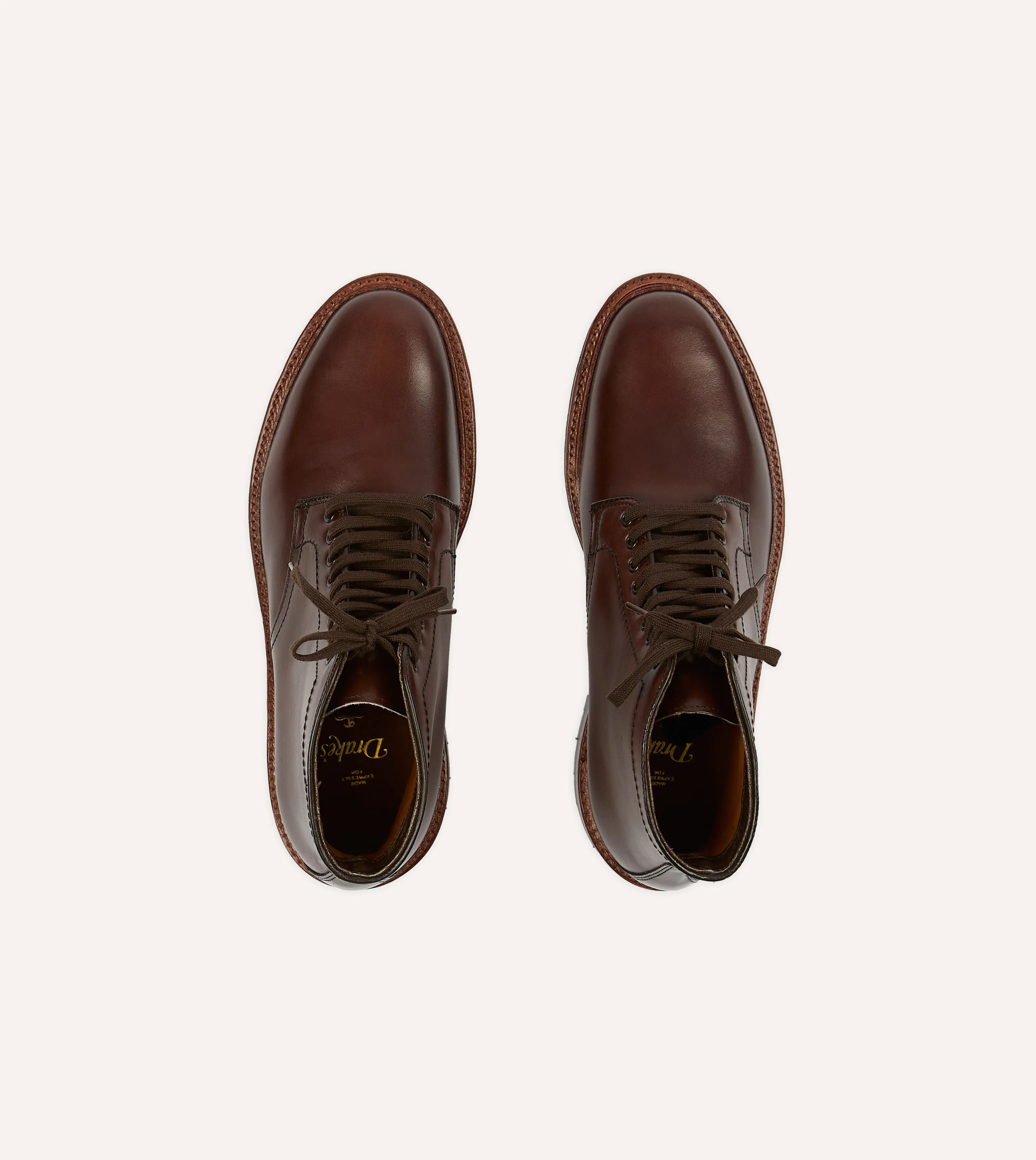 Alden Brown Calf Leather Plain Toe Boot Reinforced Seams Stylish Finish