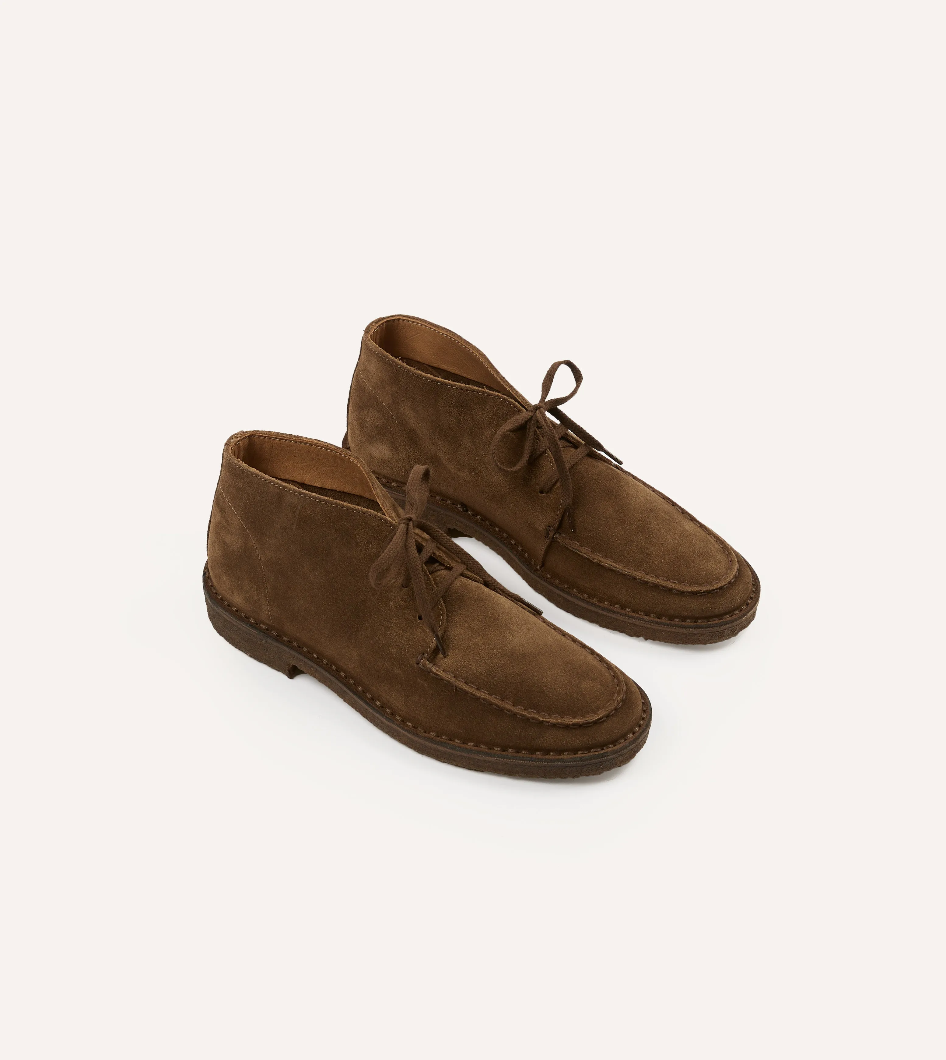 Vintage Style Rubber Sole Crosby Moc-Toe Chukka Boot Tobacco Suede