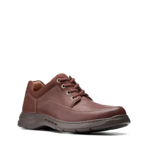 safest Clarks Un Brawley Lace-Up Leather Shoe- Mahogany Leather - 26151789