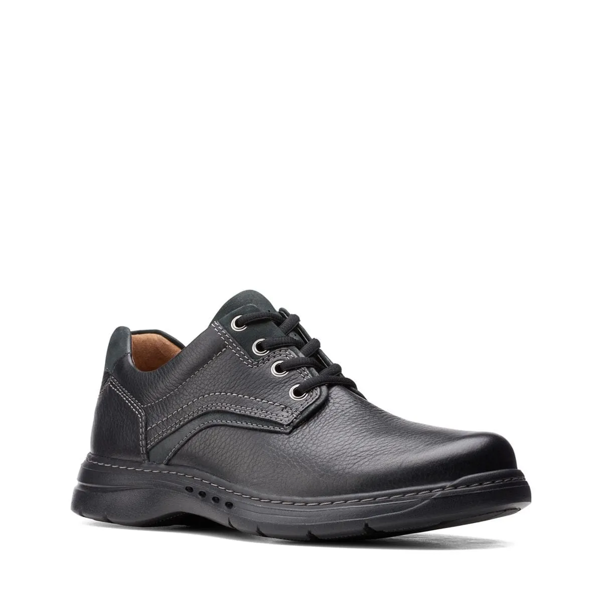 Clarks Un Brawley Pace Black Leather Shoe - 26151781 Built-in wear