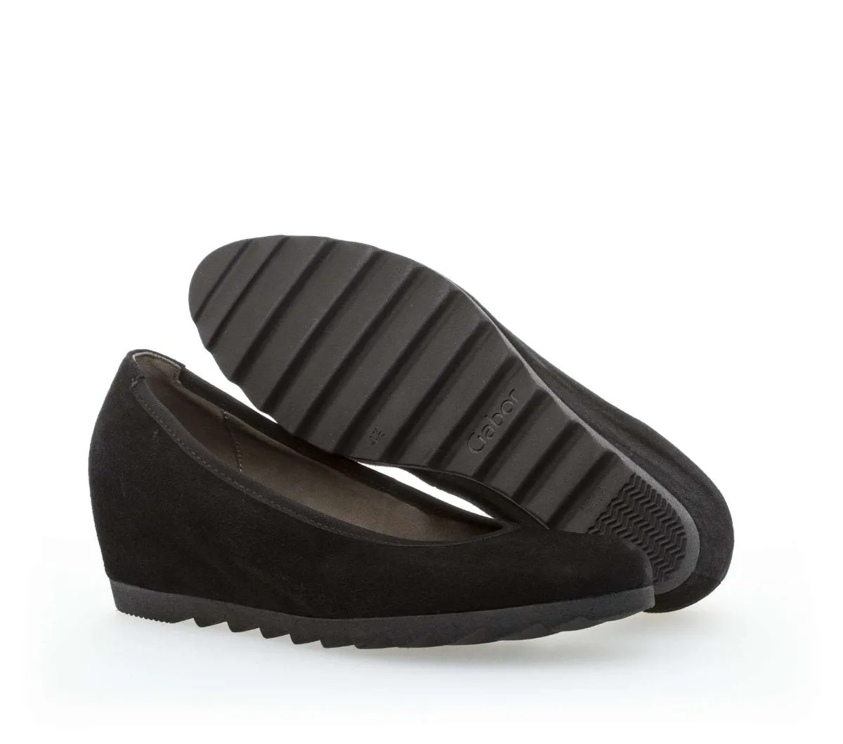 Gabor Women's 95.320.17 Wedge Black Suede Stand Firm