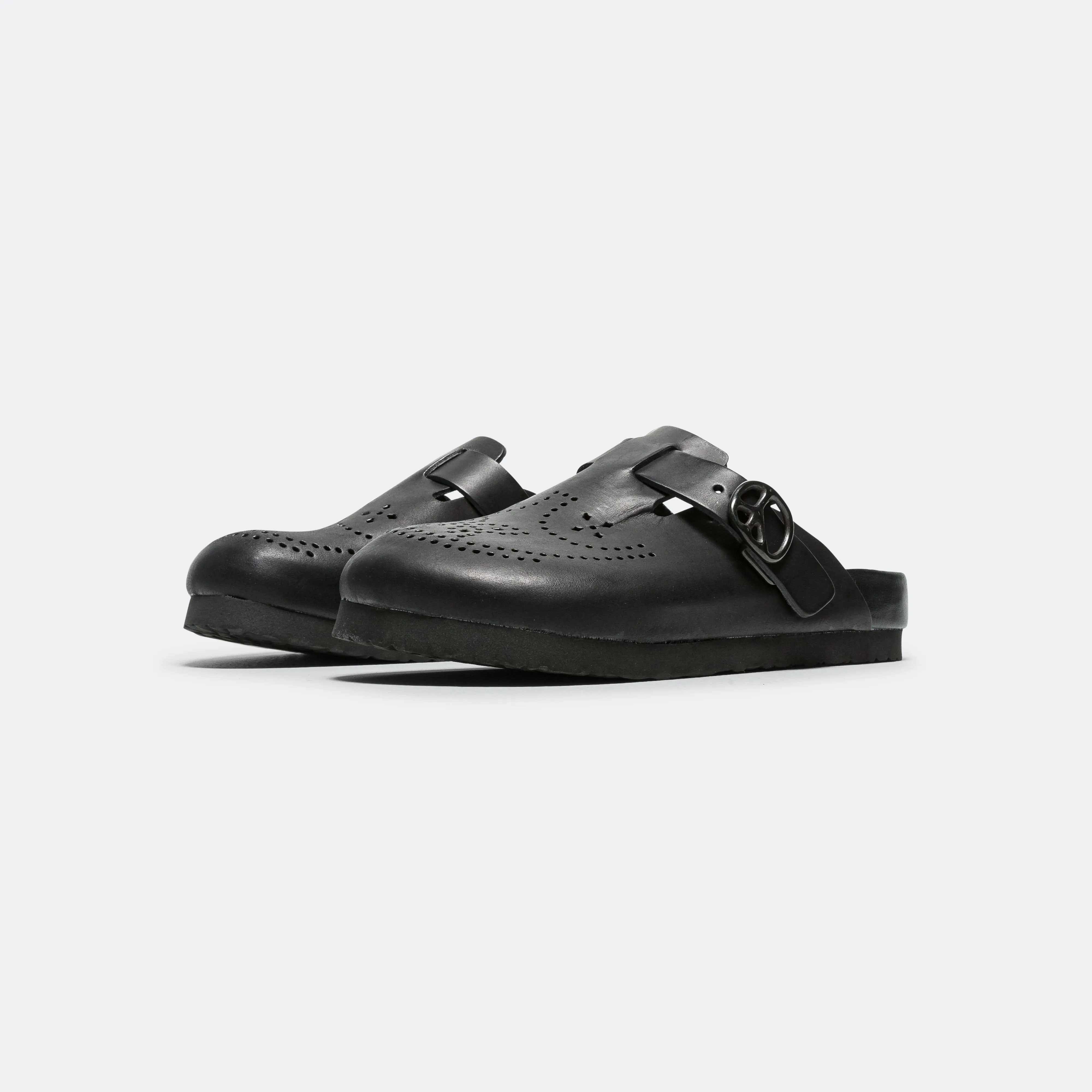 Clog Sandal - Black Cowhide Leather Daily Support