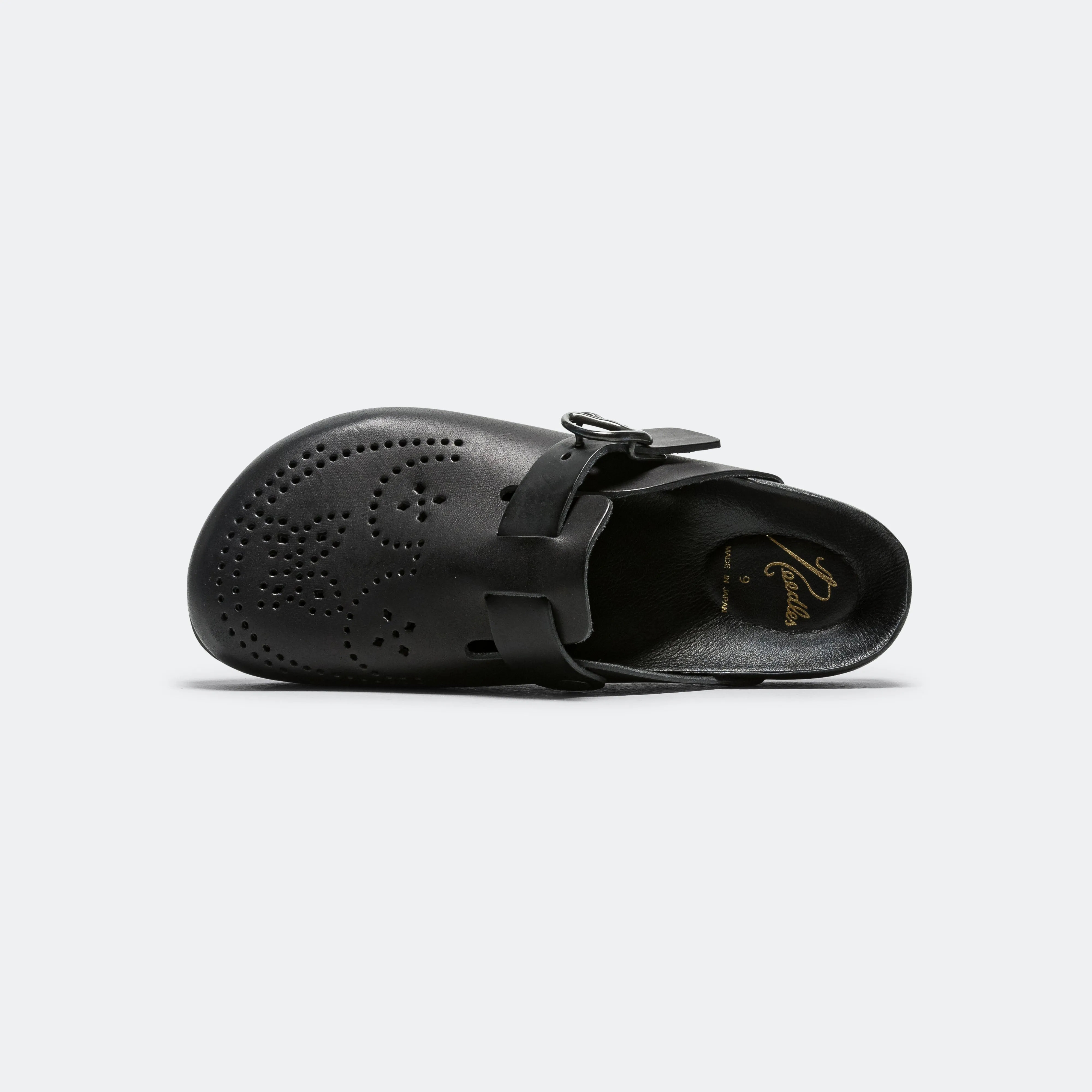 Clog Sandal - Black Cowhide Leather Urban Look Sandal Clasps
