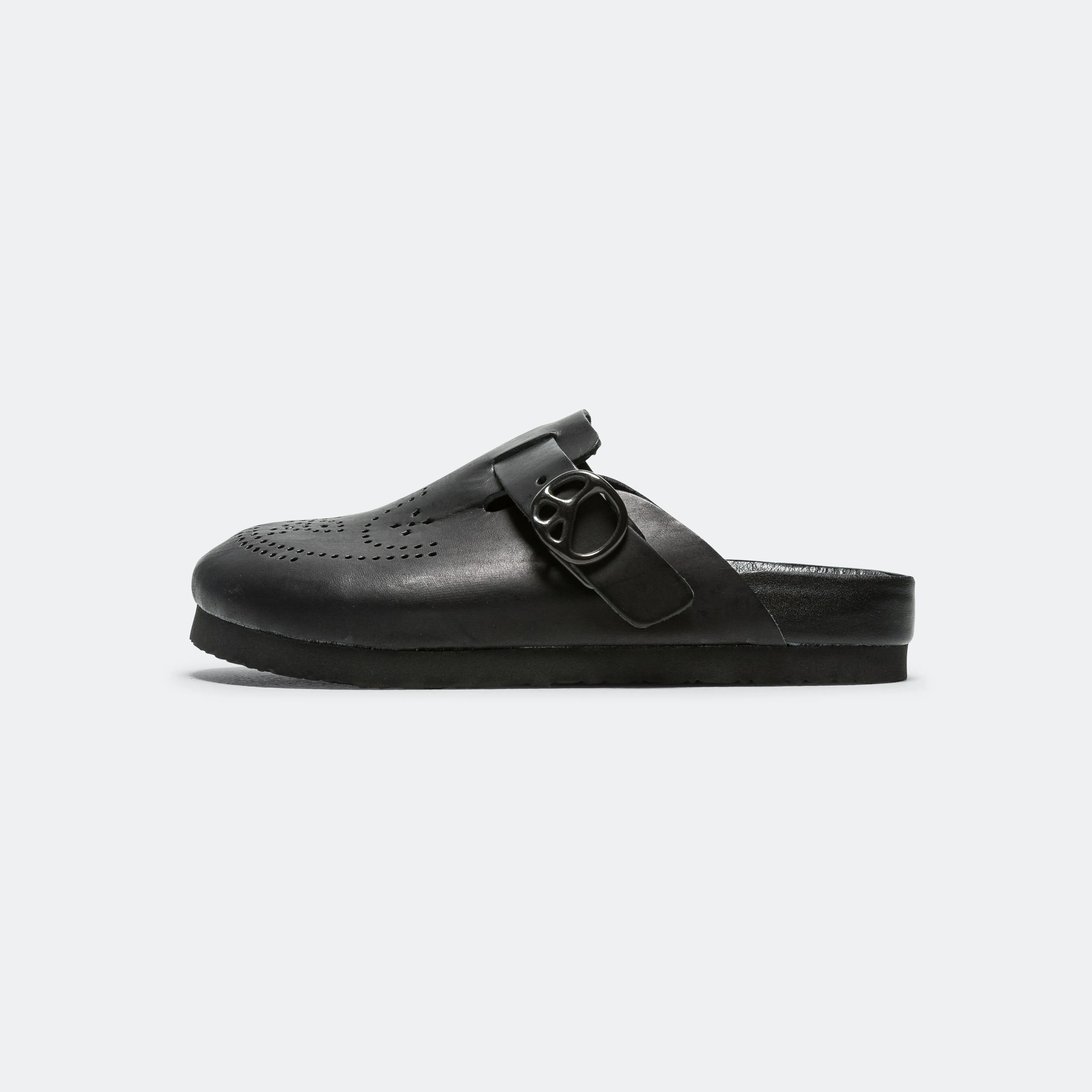 Clog Sandal - Black Cowhide Leather Casual Slip-ons