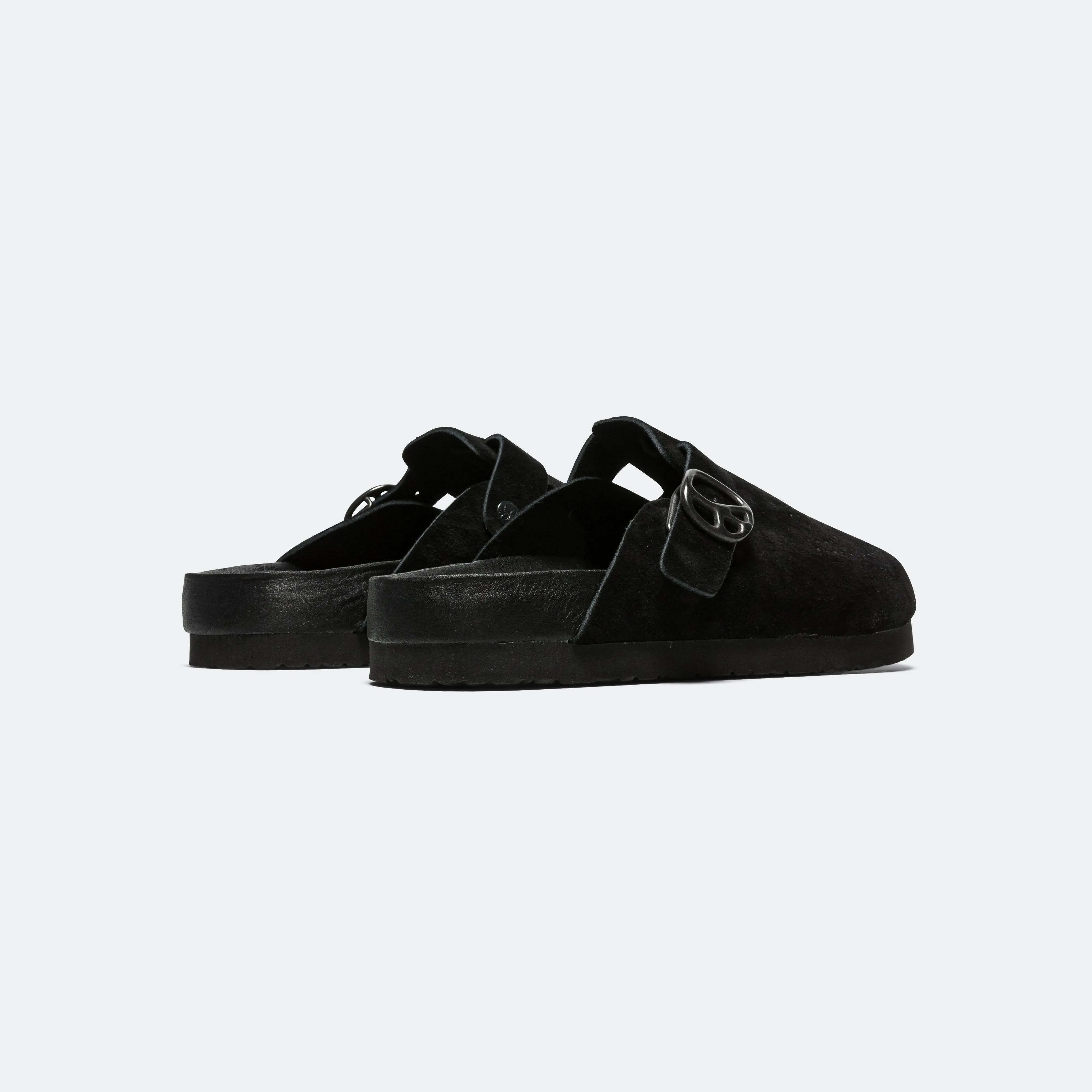 Street Walk Comfortable Insole Clog Sandal - Black Suede Leather