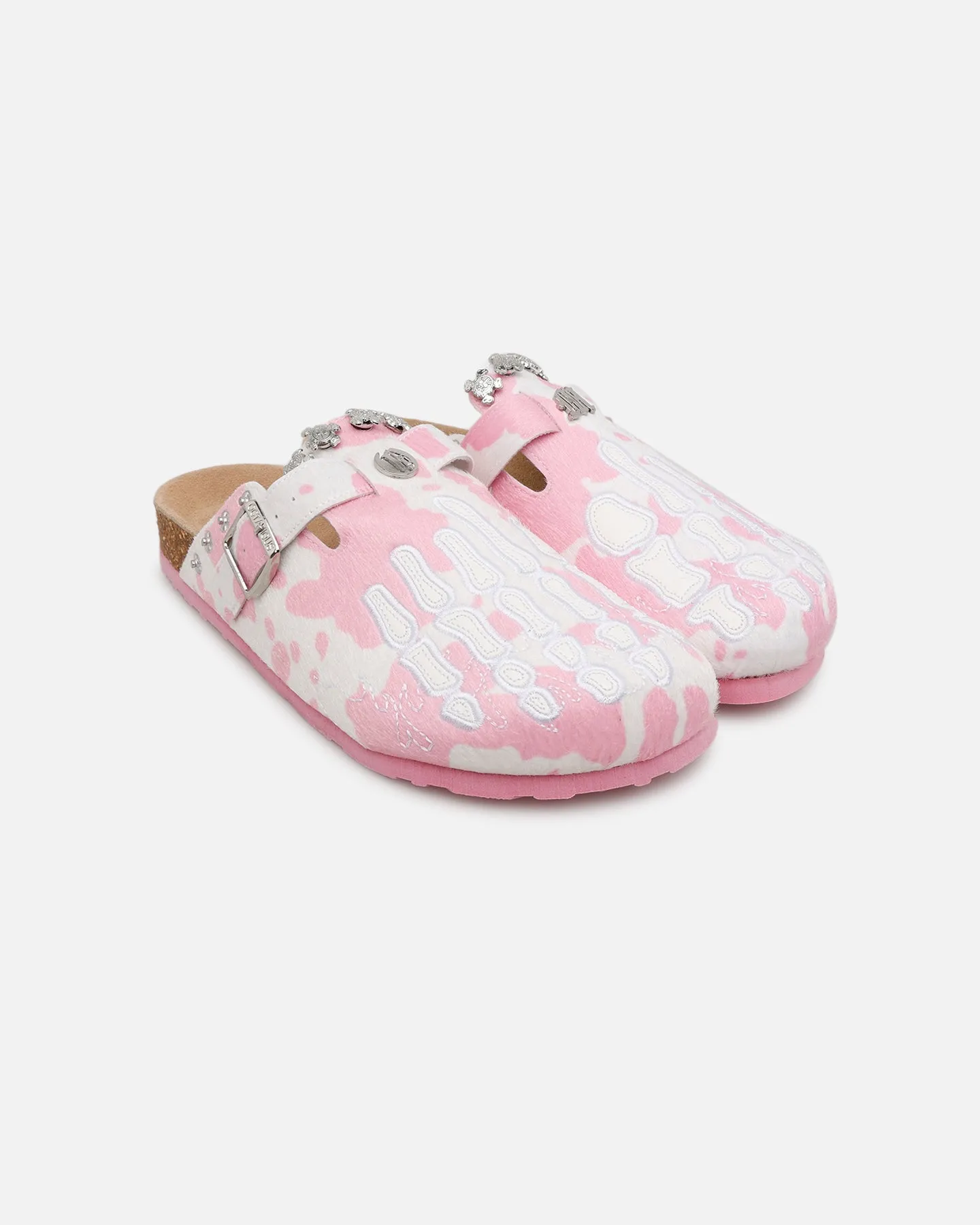 Octavious Marks Cow Fur Clogs Pink Mesh
