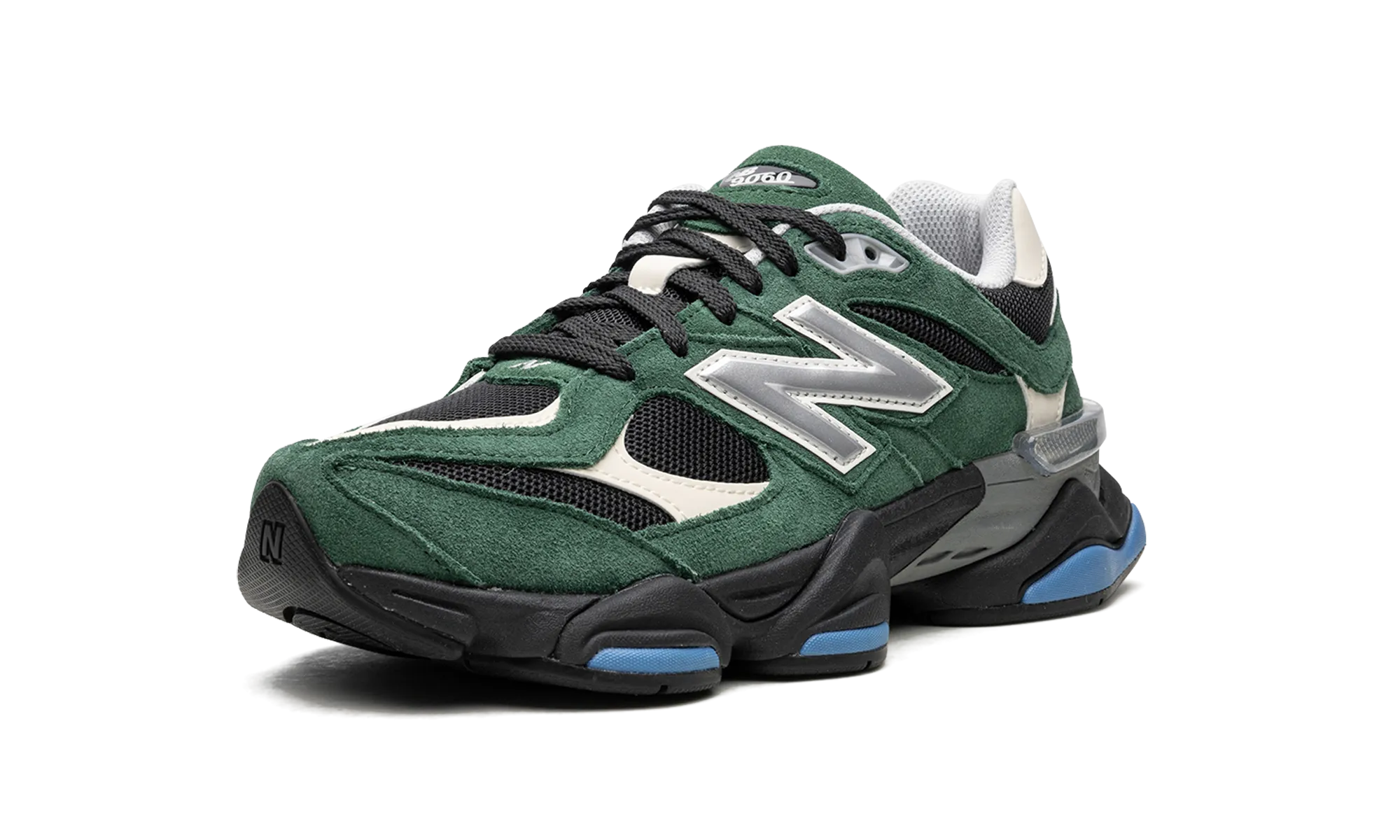 9060 "Forest Green" budget - friendly running shoes running in a wooden bridge area shoes