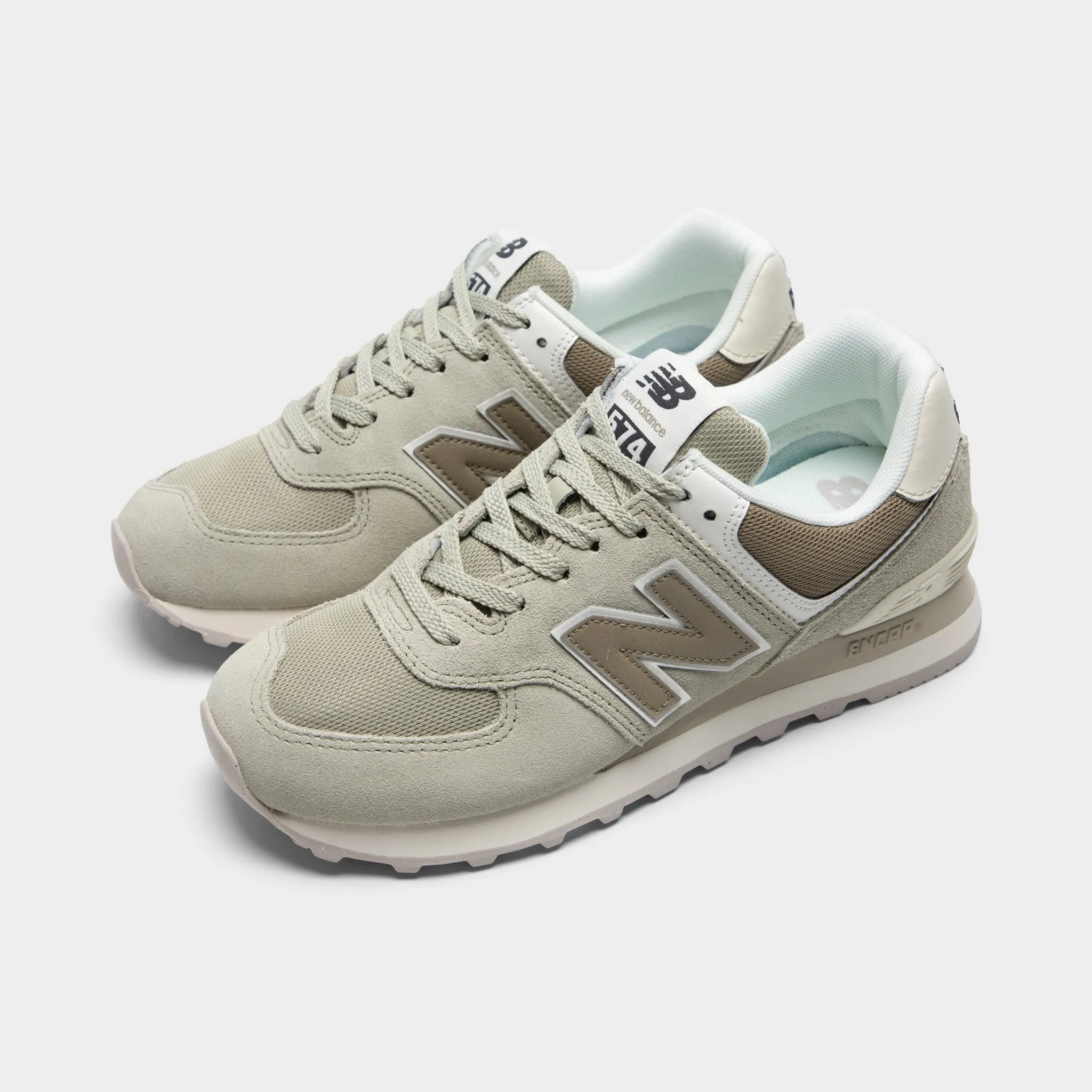 Warm Liner Mesh Detail New Balance Women's 574 Olivine / Dark Stoneware - Turtledove
