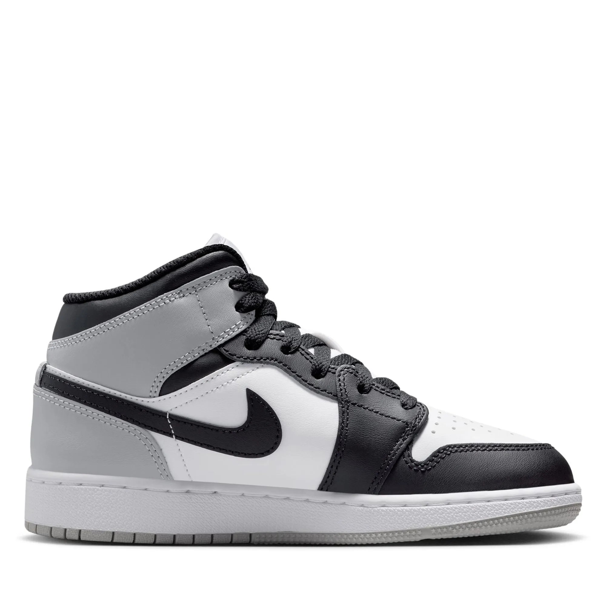 Air Jordan 1 Mid (GS) - White/Light Smoke Grey Motion Control Technology