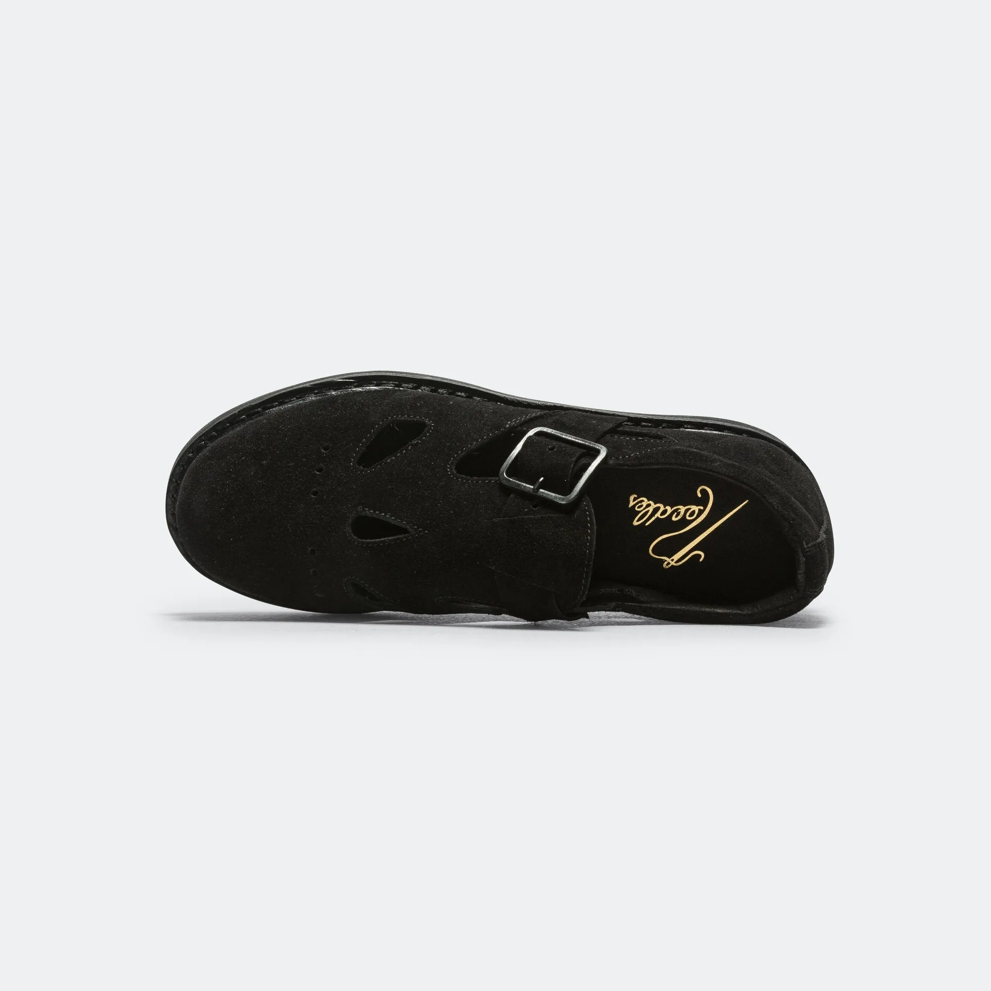 Strapped Oxford - Black Leather Walking Focus