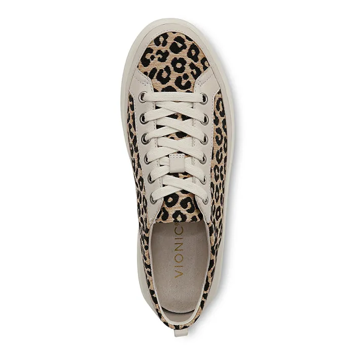 Womens Vionic Winny Lace Up Sneaker in Natural Leopard Flexible Motion Walk Routine