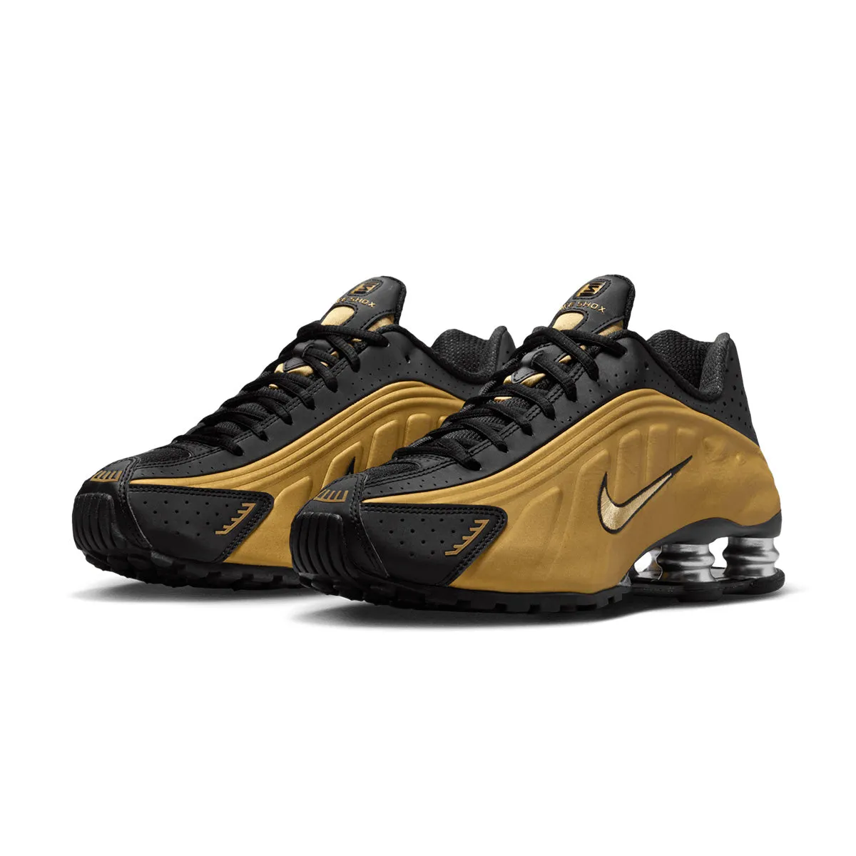 travel - convenient Wmns Shox R4 'Black Metallic Gold'