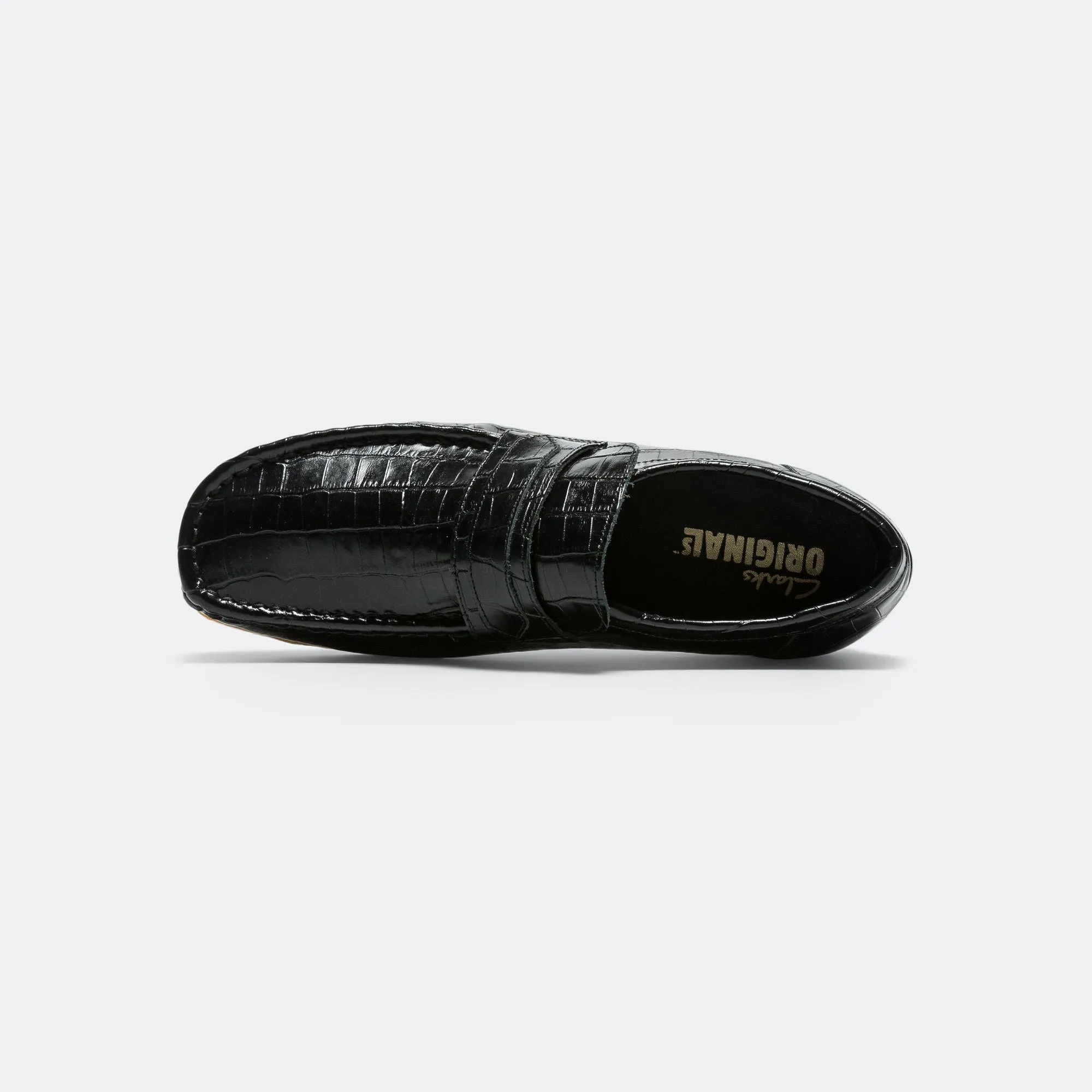 Wallabee Loafer - Black Crocodile Cushioned Upper Impact Reduction