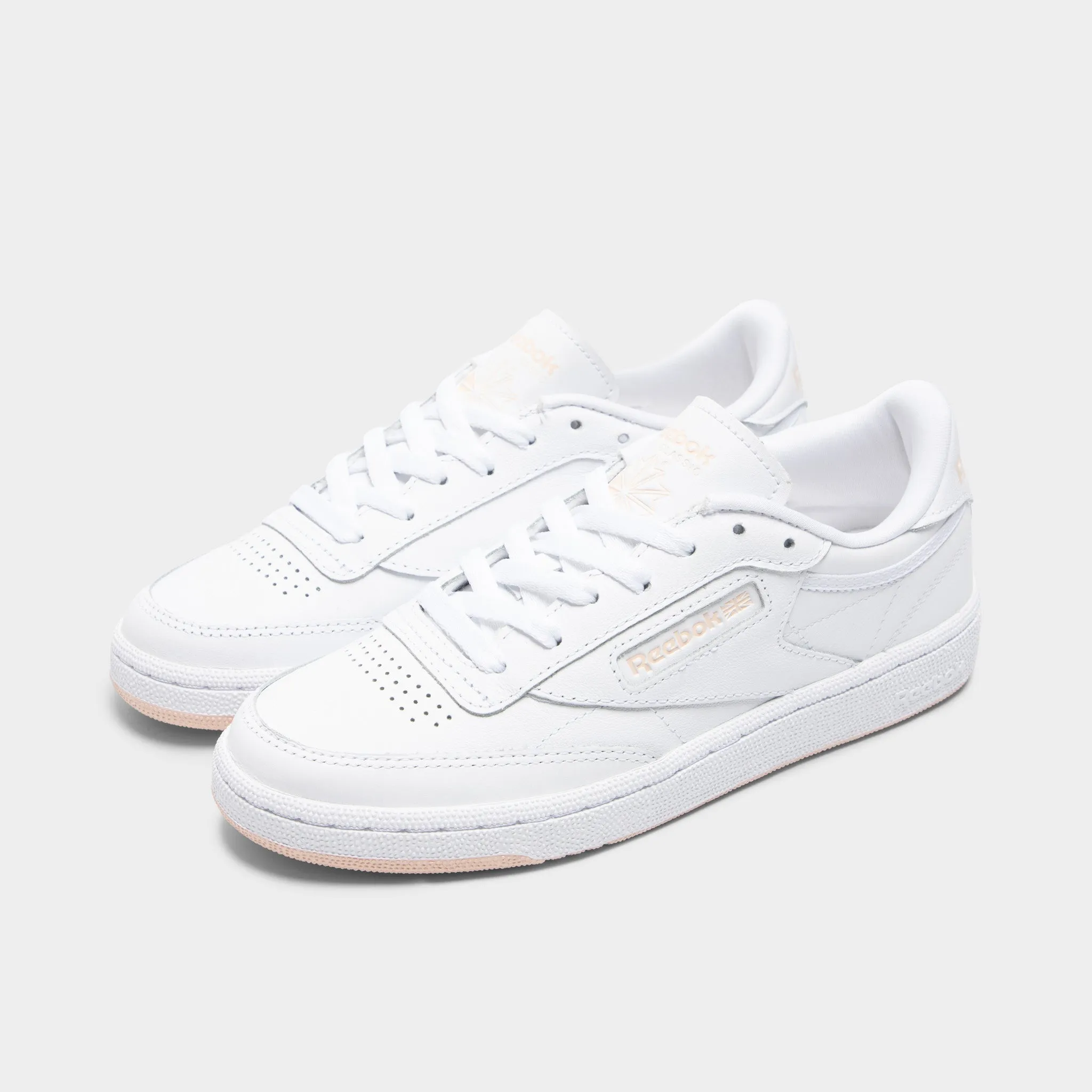 Reinforced Gold Tone Reebok Women's Club C 85 White / Bleached Peach