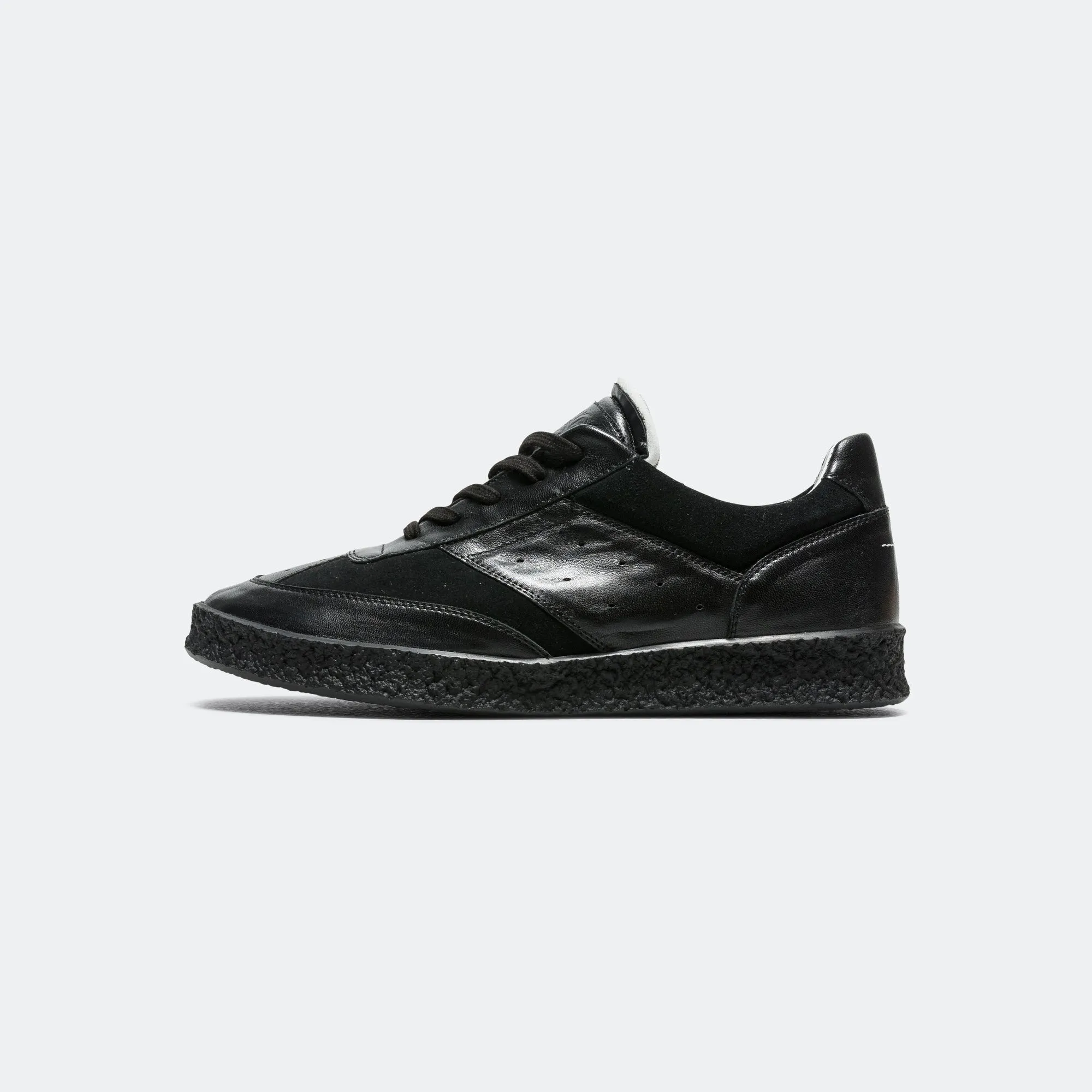 Court Sneakers - Black Leather Daily Use Durable Rubber Treads