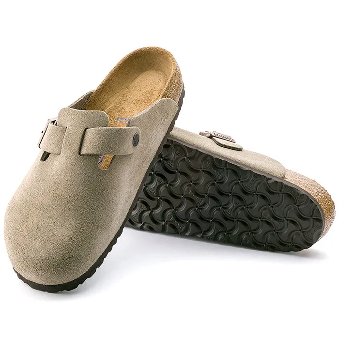 Womens Birkenstock Boston Soft Footbed in Taupe City Mood Lifestyle Focus