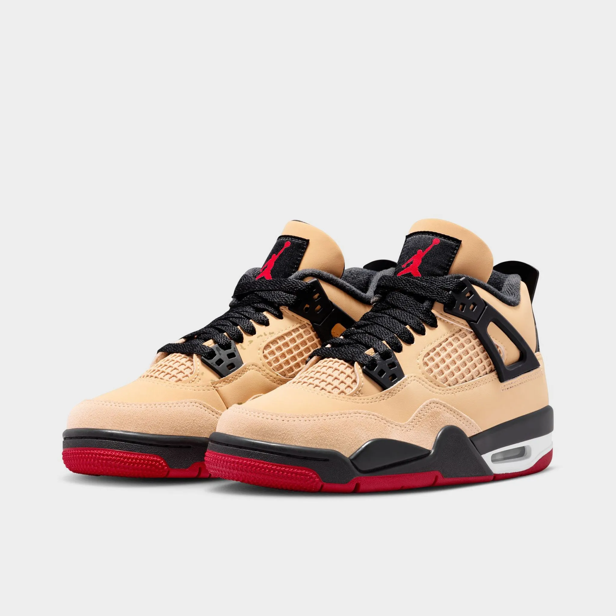 Jordan 4 Retro GS Fire Red / Starfish - Sesame Short Distance Simple Lines