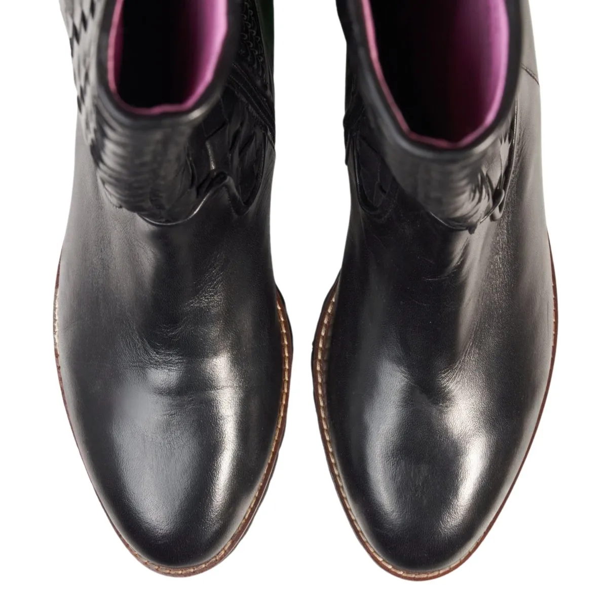 Robert Zur Women's Blair Black Woven Leather Fine Work Height Gain