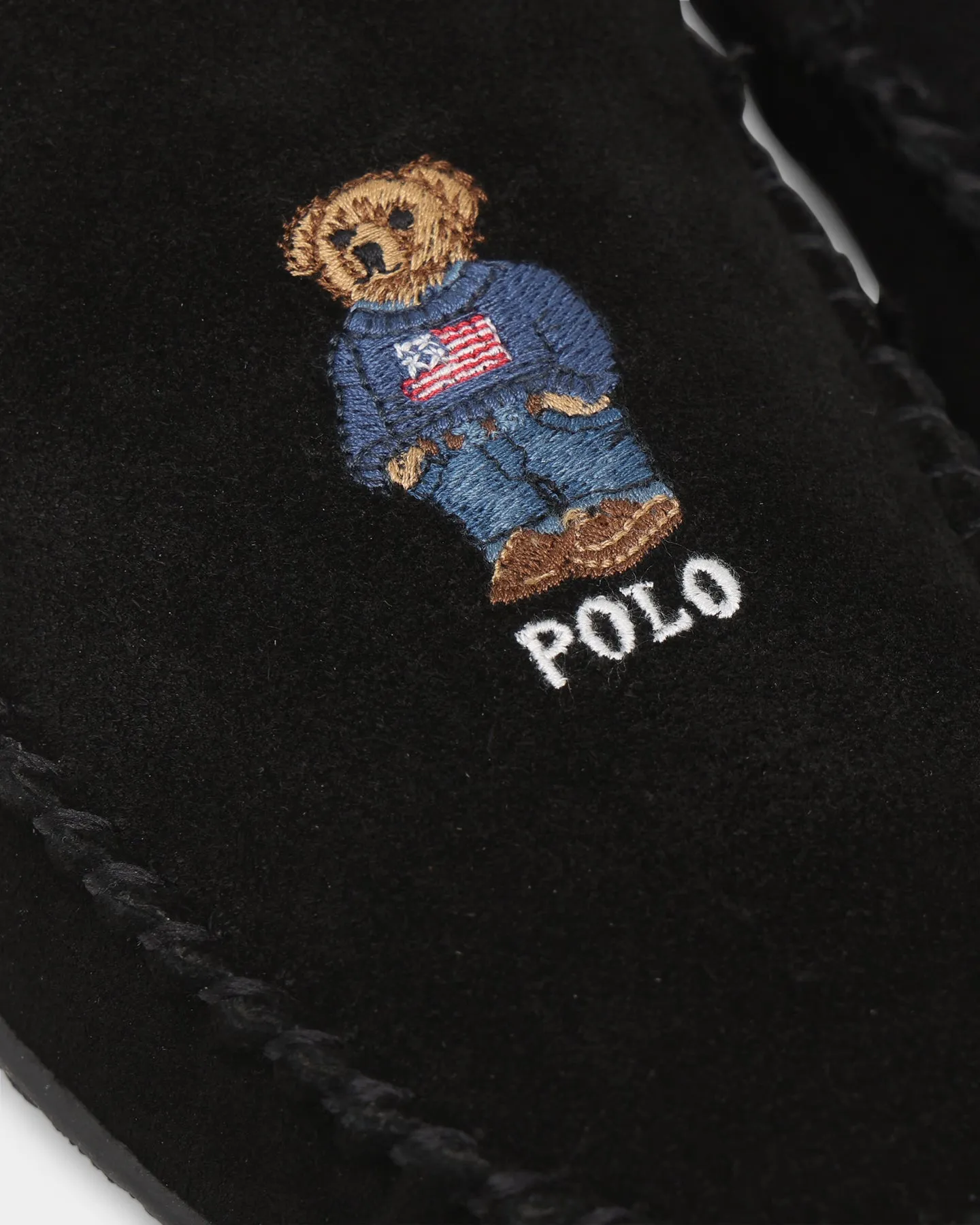 Deep Grip Storm Guard Polo Ralph Lauren Collins Bear Slipper Black