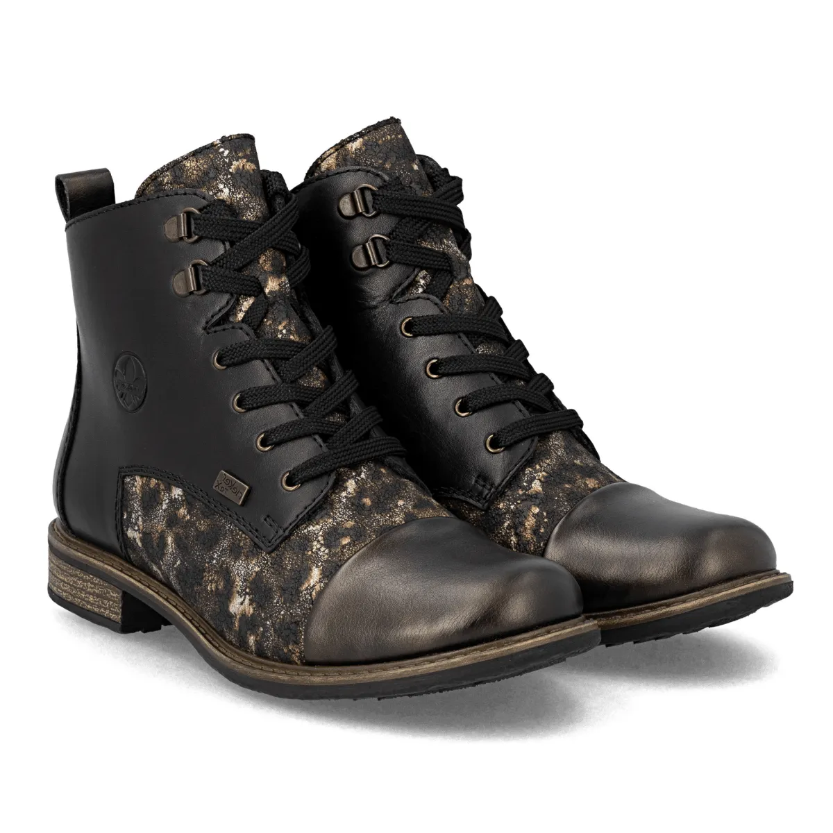 Rieker Women's 74842-00 Antique/Black Leather Cushion Touch Comfort Walk