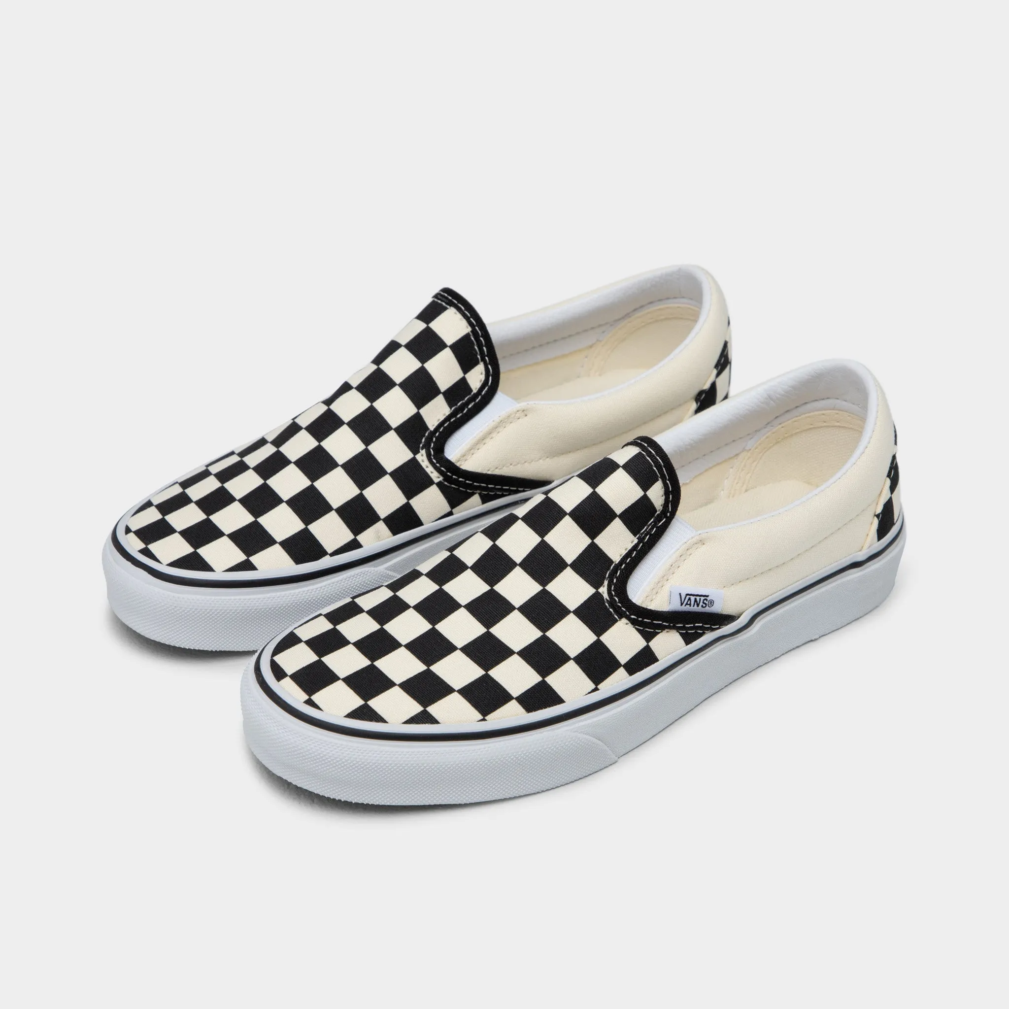 Lightweight Sole Family Meet Vans Classic Slip-On Checkerboard Black / White