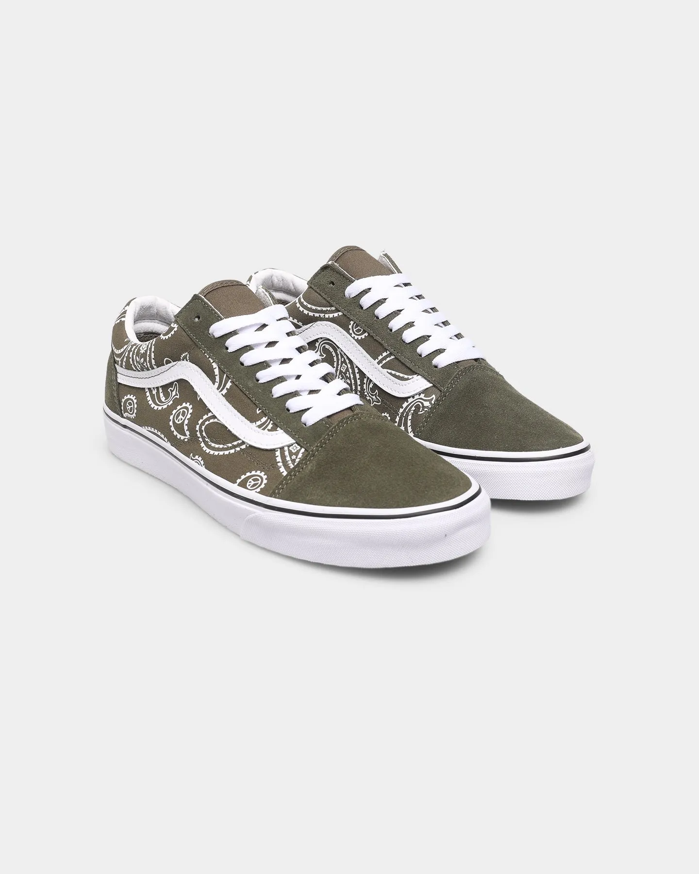 Travel Light Night Glow Vans Old Skool Peace Paisley Grape Leaf/True White