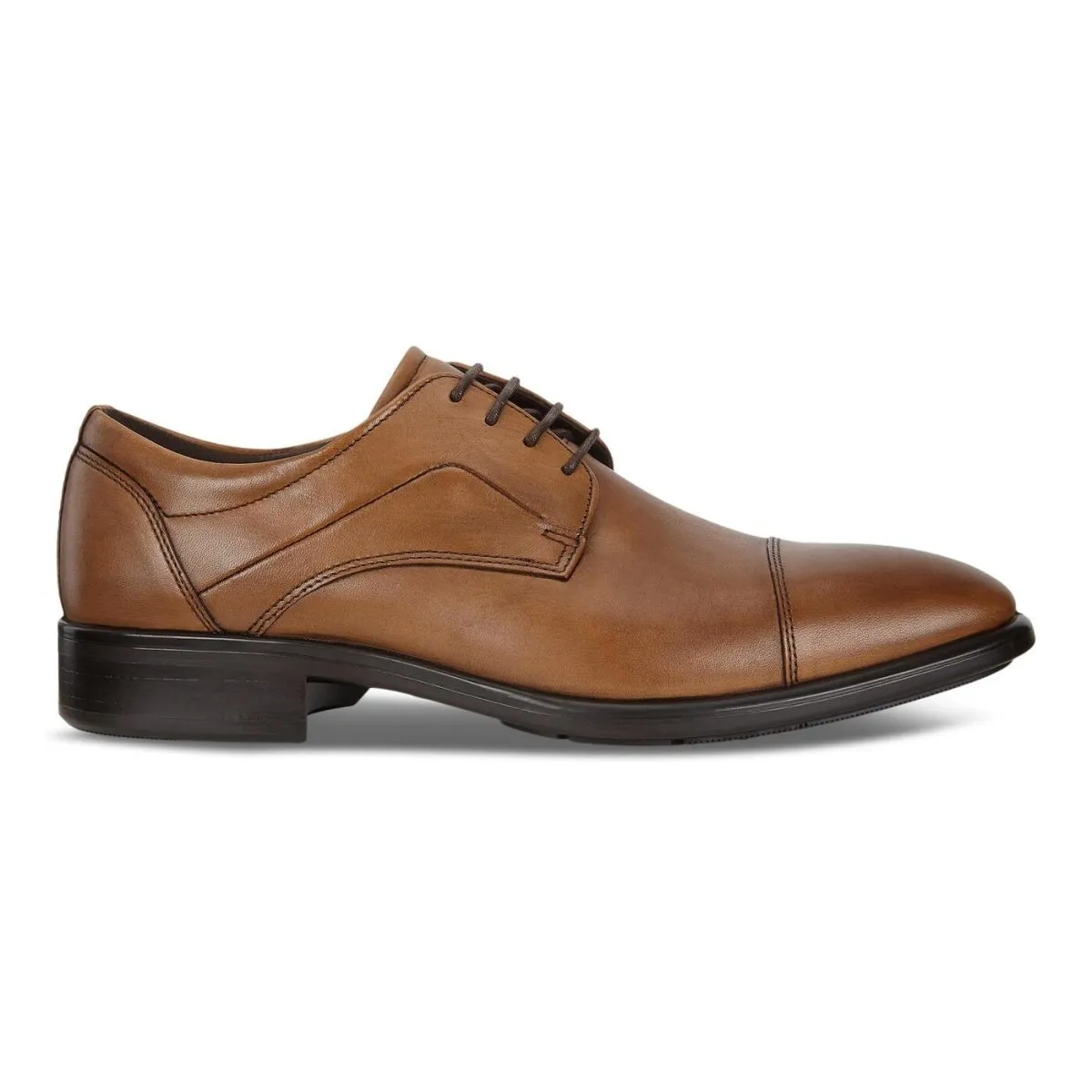 ECCO Men's City Tray Cap Toe Tie Brown Safety Grip