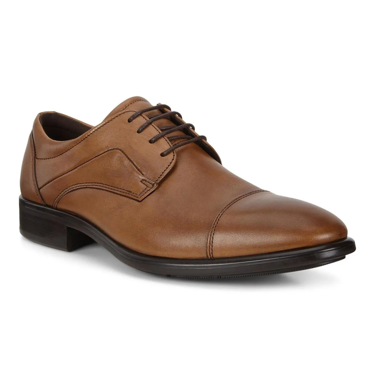 ECCO Men's City Tray Cap Toe Tie Brown Simple Style British Cut