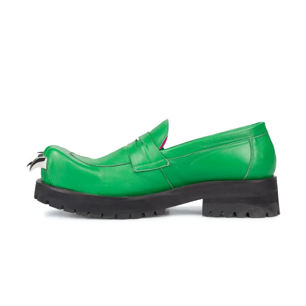 Refined chic toe - bumper Leather Moccasin Moggies 'Green'