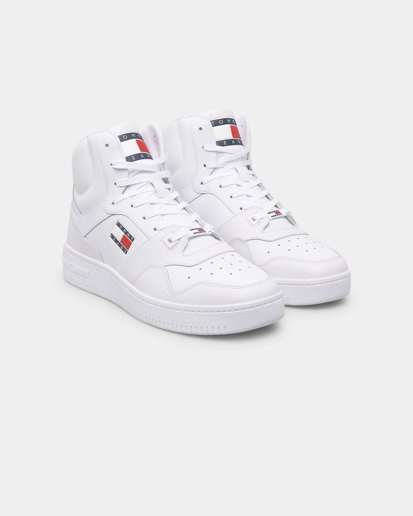 Tommy Jeans Mid Cut Basketball Trainers White Desert Cool