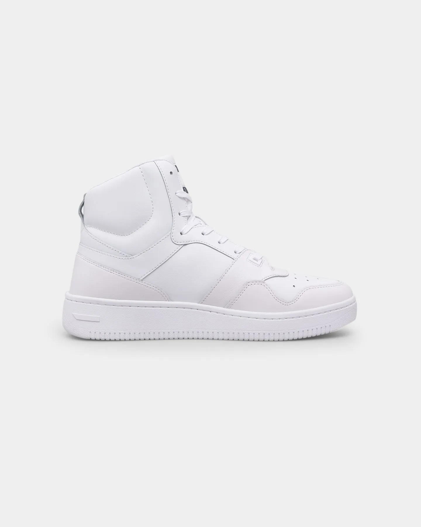 Rock Guard Fur Trim Tommy Jeans Mid Cut Basketball Trainers White