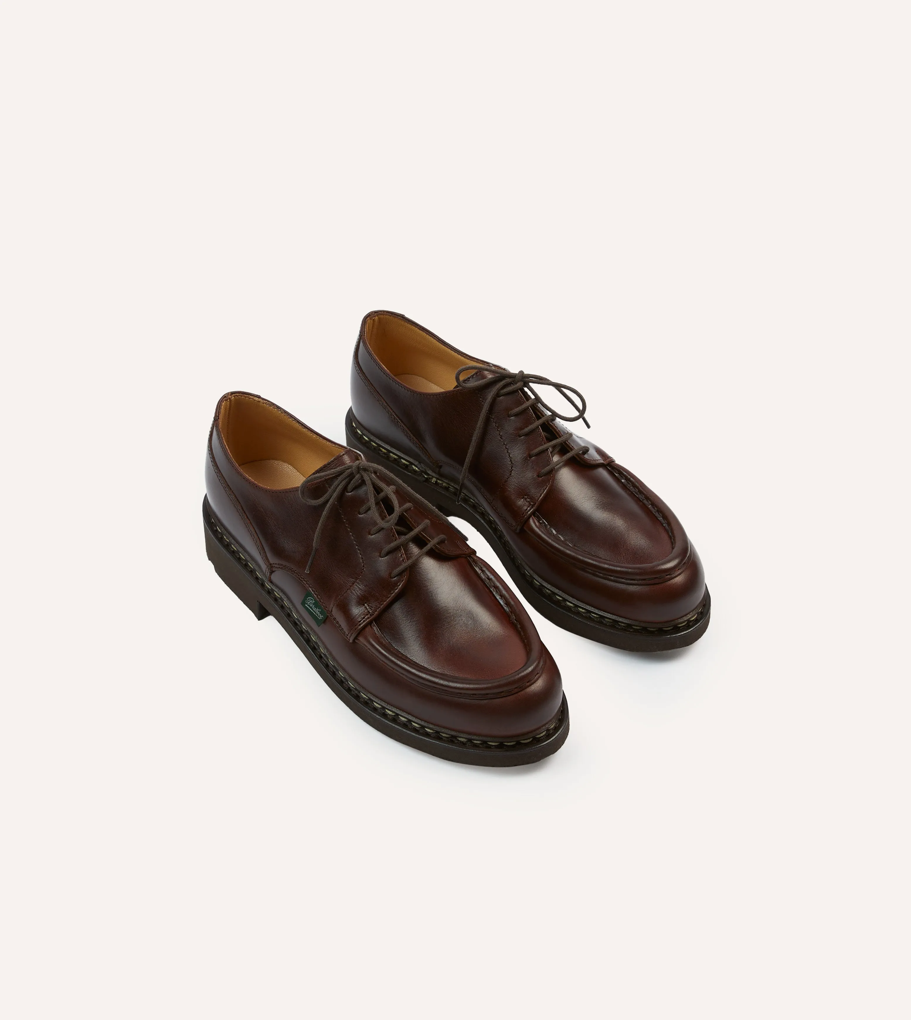 Paraboot Villandry Brown Calf Leather Derby Shoe Modern Silhouette Foot Hug