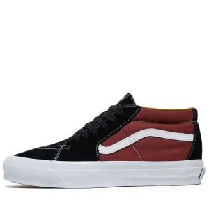 Flexible Rubber Sole Minimalist Ride Vans Sk8-Mid Reissue 83 LX - Black/Russet Maroon