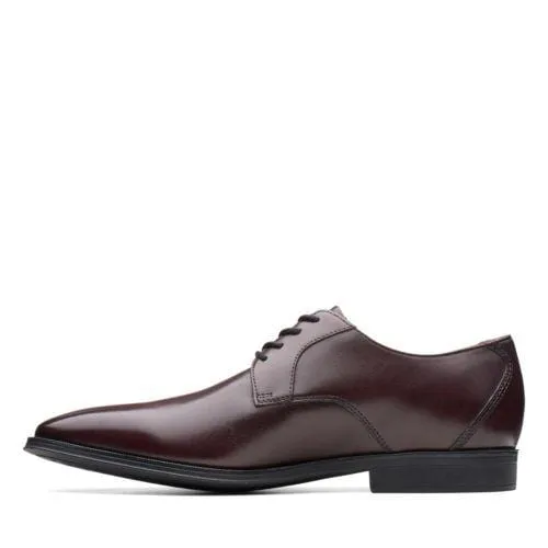 Clarks Gilman Lace Burgundy Leather - 26136238 Office