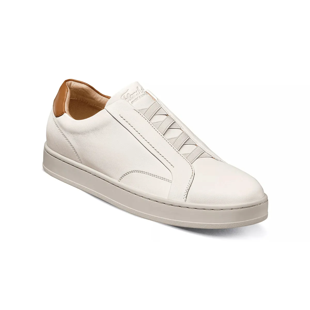 Florsheim Men's Monopoli Elastic Lace Off-White/Cognac Jogger Style