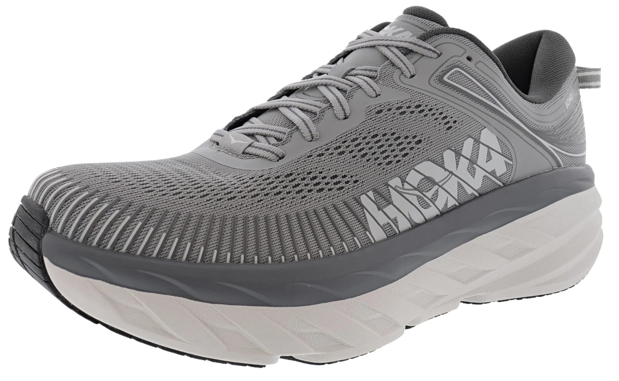 Hoka Men's Ultra Marathon Cushioned Running Shoes Bondi 7 flexible - sole - design - adaptability shoes