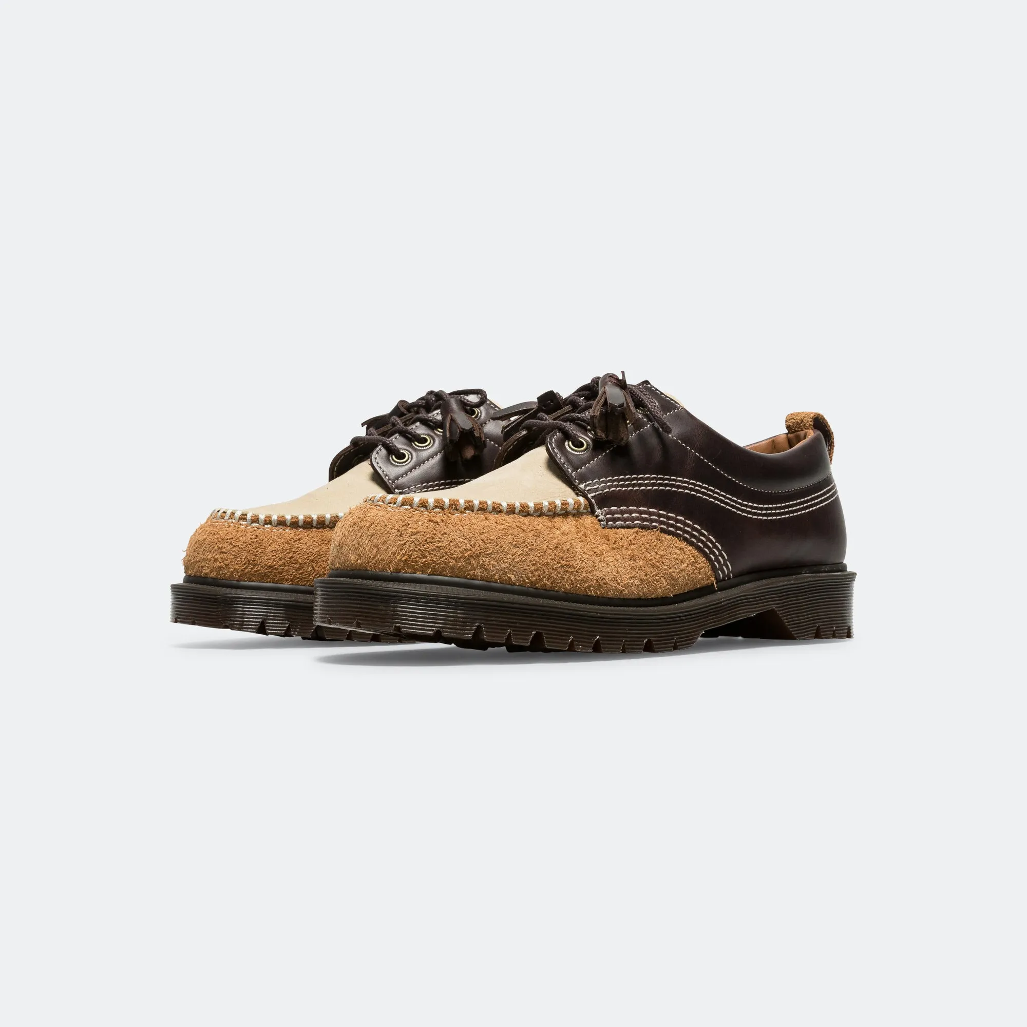 Light Padding Reinforced Heel Support Lowell Shoe - Dark Brown/Light Tan