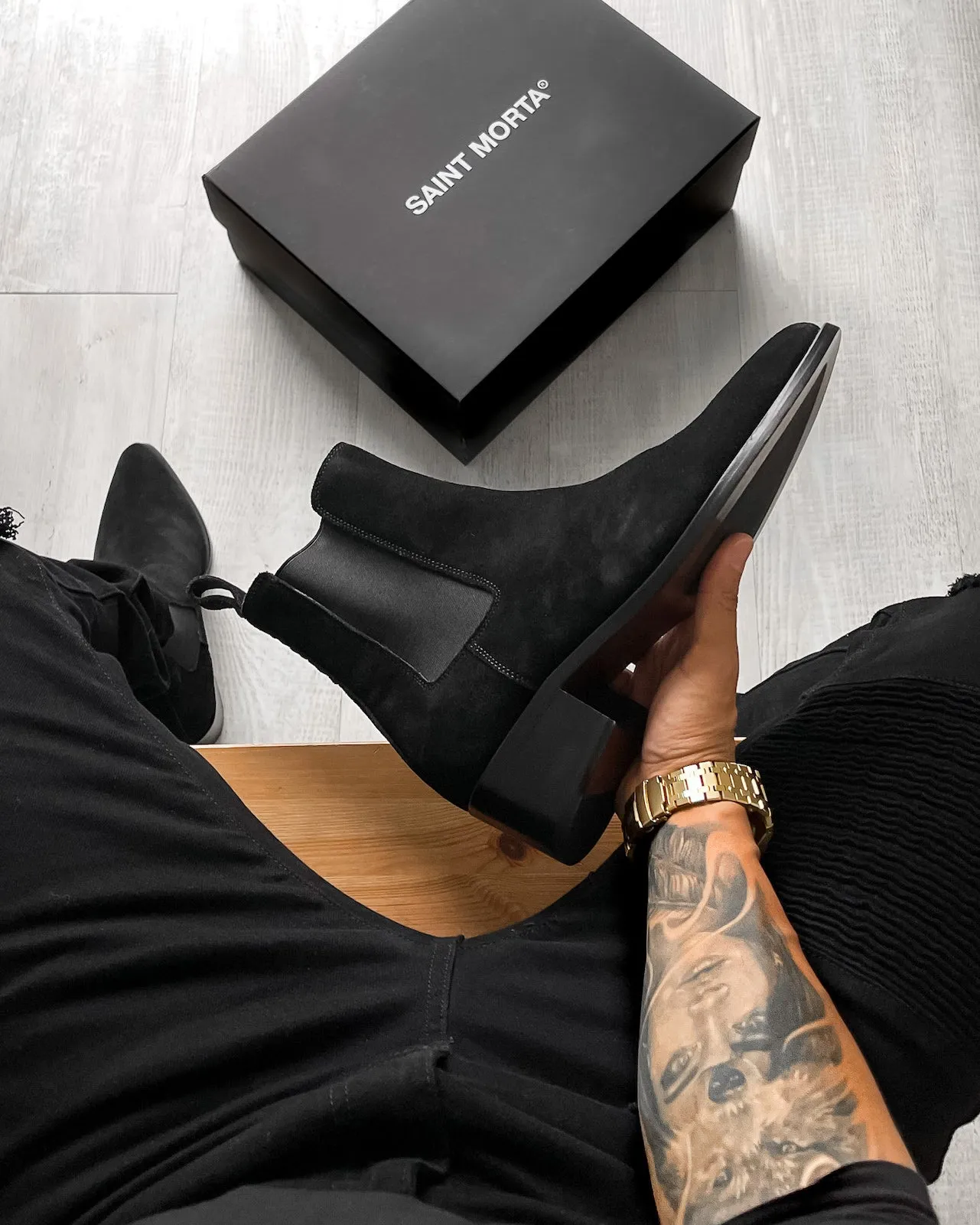 Meadow Glow Saint Morta Nomad Chelsea Boot Black